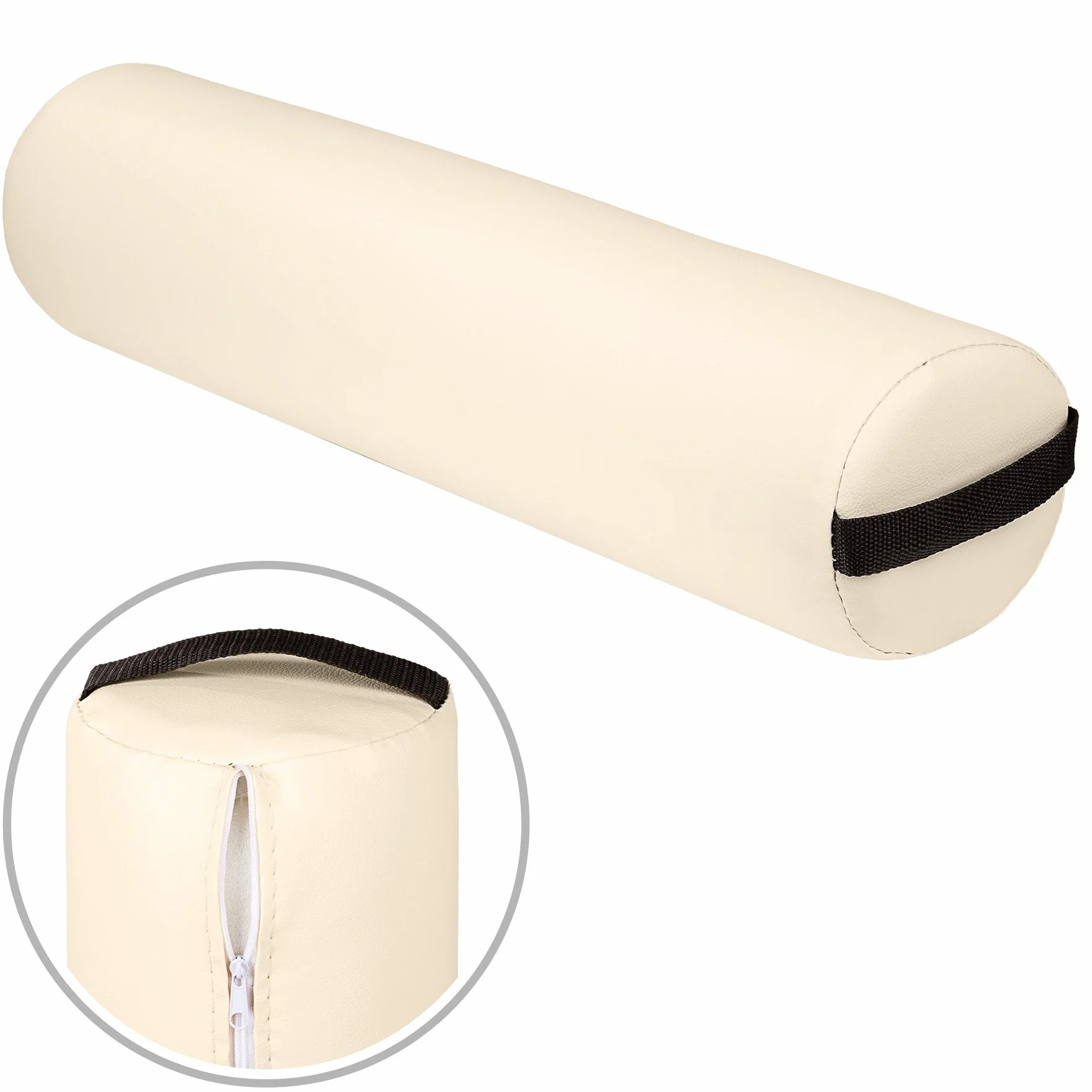 Tectake Taburete Plegable con Asiento Acolchado y Funda de Cuero Sintético, Accesorios Camilla Masaje, Beige