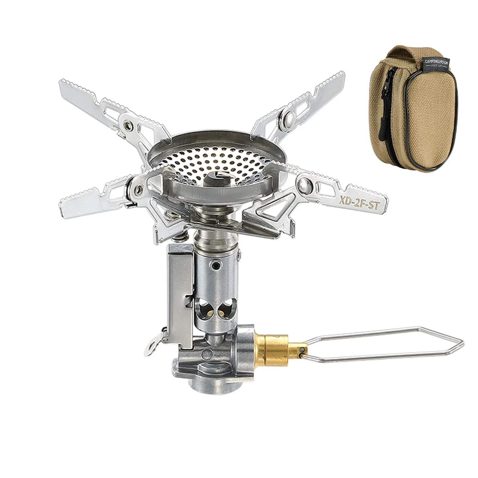 Campingmoon - Estufa de gas compacta para camping, portátil, 4 flexibles, con encendedor