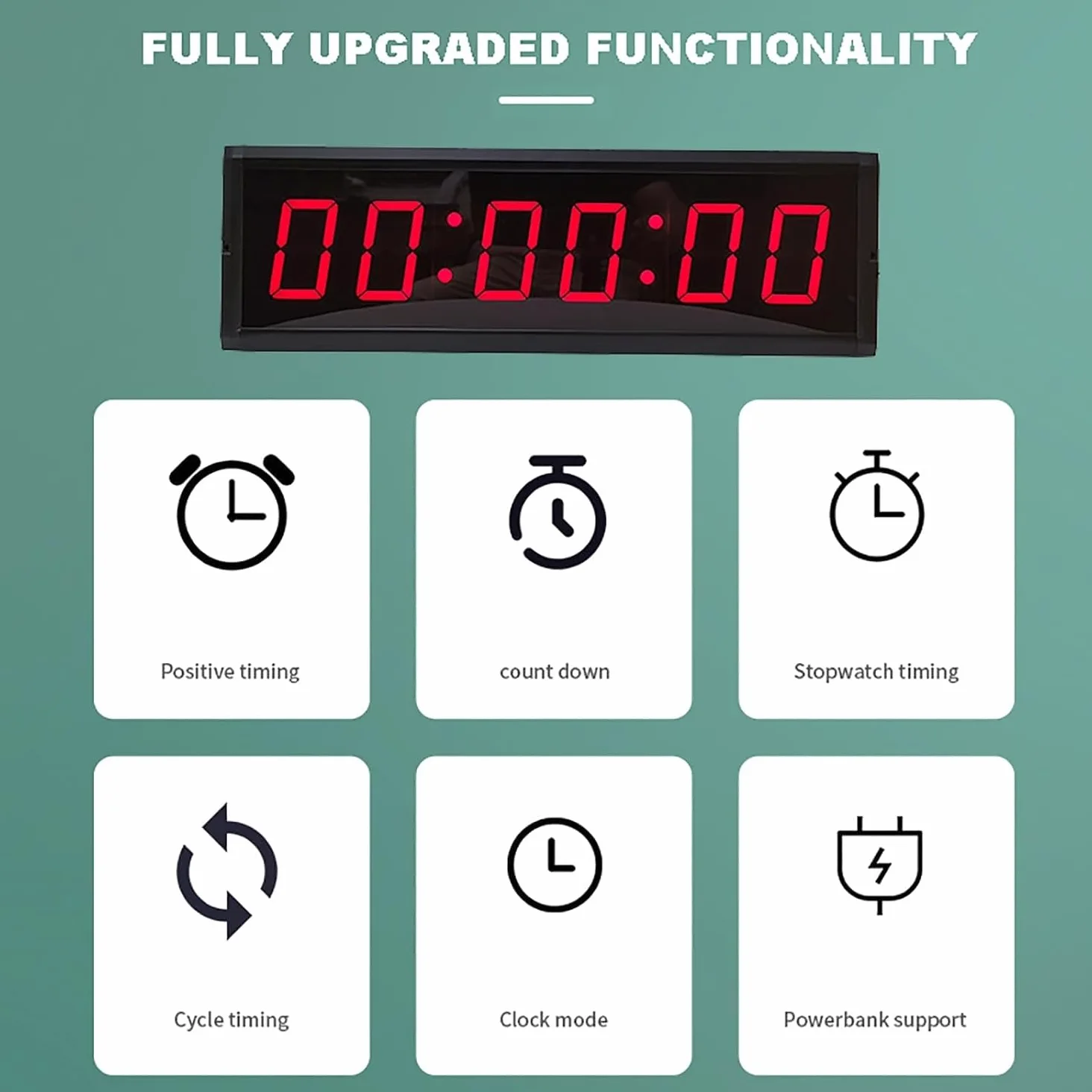 Temporizador de competición de 6 dígitos con botón de cronómetro, Temporizador de intervalos de Entrenamiento físico, Reloj de Pared Digital LED, Ideal para Gimnasio, Juegos, Carreras de Vel