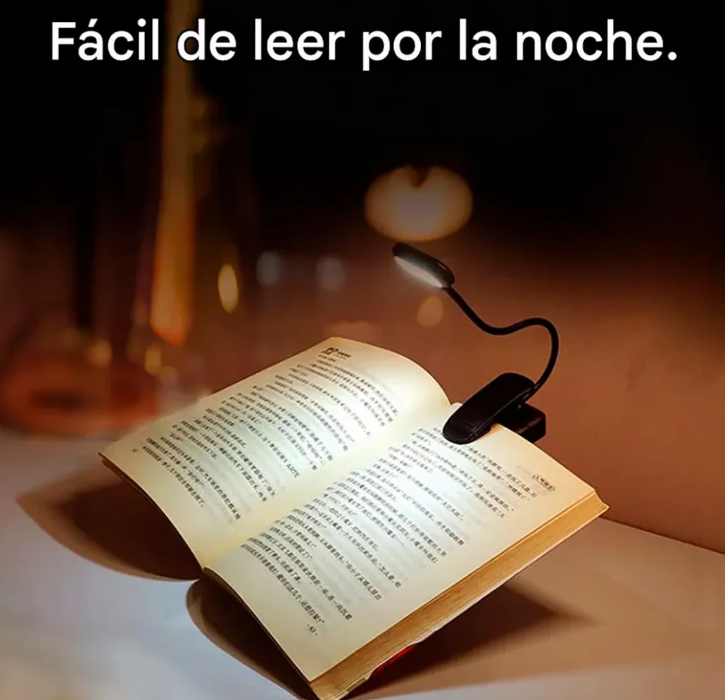 Lámpara portátil de lectura con pinza LED 5 luces, cuello flexible 360º, para noche cama escritorio infantil