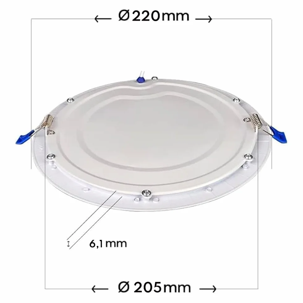 Ledme Downlight LED 220mm 20W 2000 lúmenes Panel Redondo Extraplano Luz Fría 6000k Corte 205mm Driver Incluido