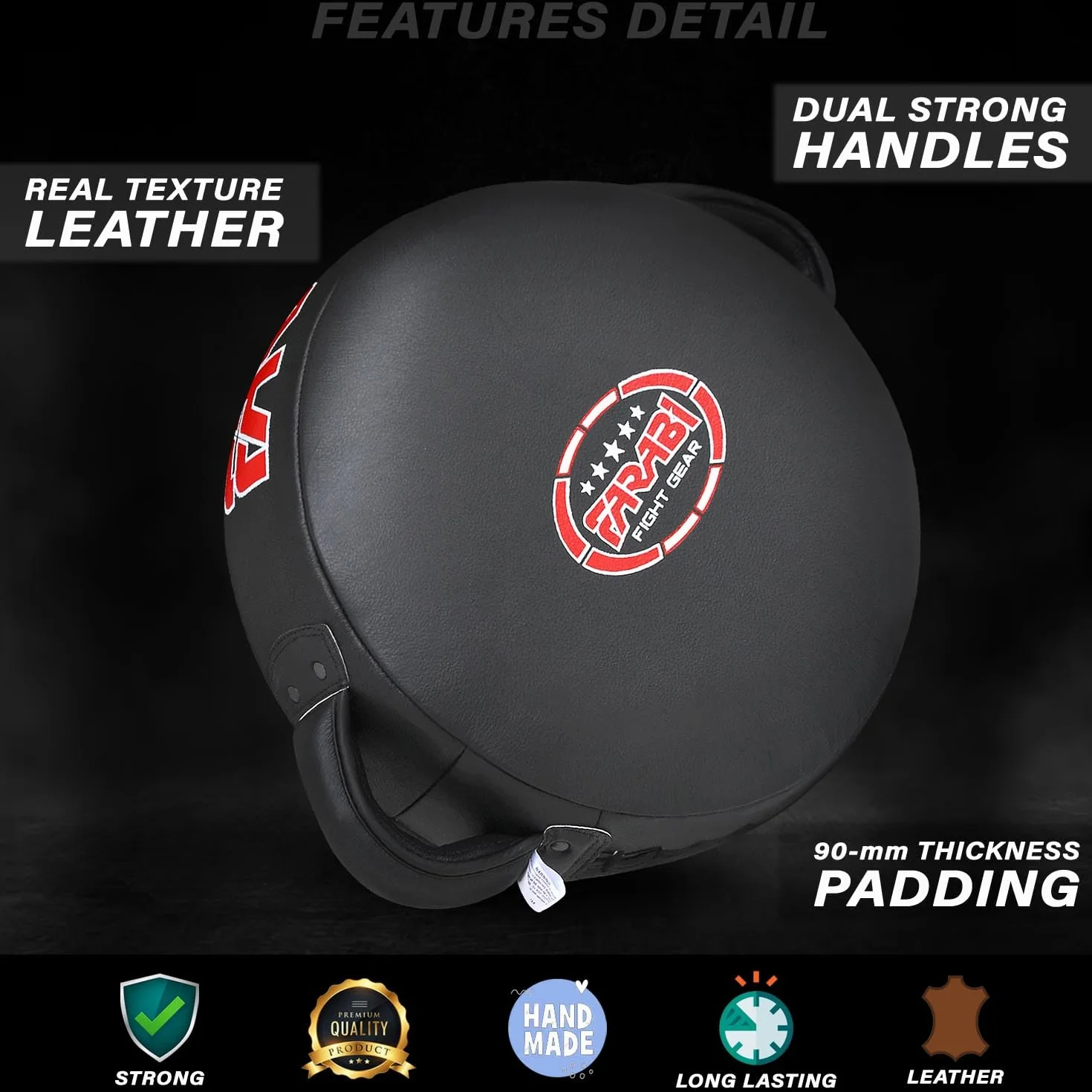 Farabi Sports Manoplas de Boxeo Cuero Negro MMA Muay Thai Taekwondo Kickboxing Training Pads