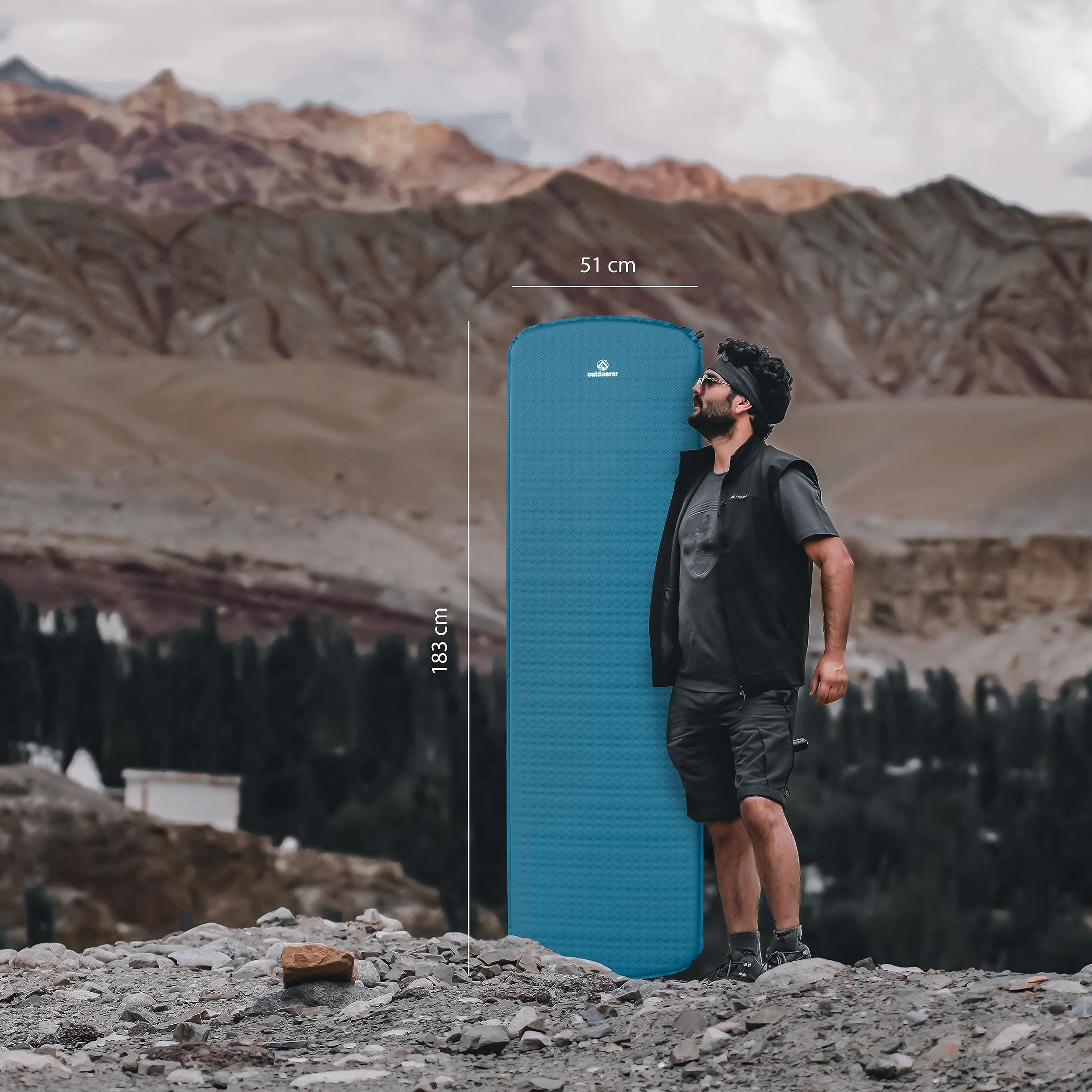 outdoorer Trek Bed 1 - colchoneta Aislante autoinflable, 3,1 cm, tamaño Compacto después de Doblar - colchoneta de Trekking Ultraligera
