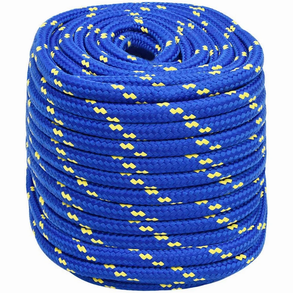 Cuerda trenzada de polipropileno azul de 16 mm x 100 m para velero, barco, yate, para fijar, atar y asegurar al aire libre