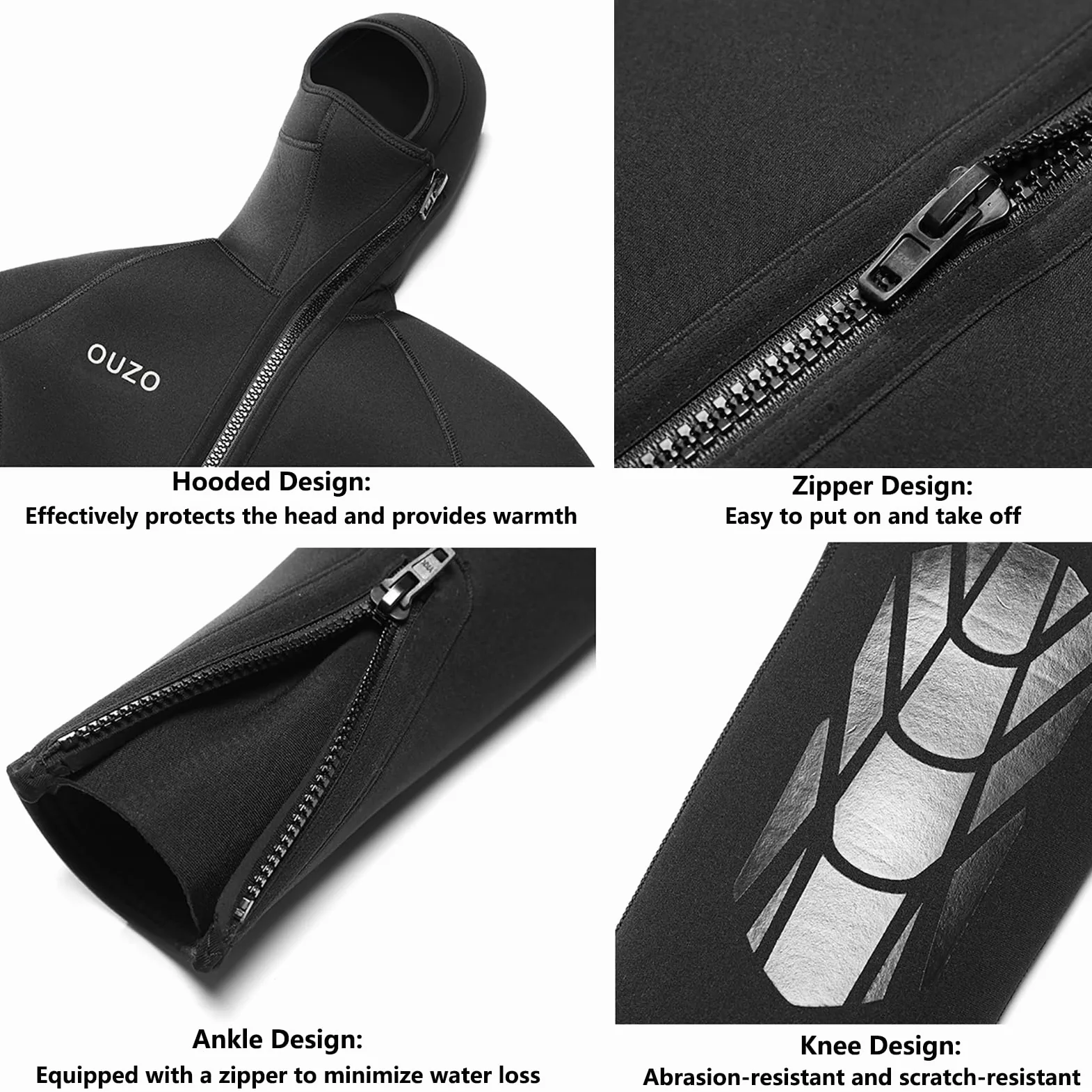 Traje De Neopreno De 5Mm para Mujeres Y Hombres, con Cremallera Frontal, Capucha Integrada, Ideal para Pesca Submarina, Snorkel, Surf, Piragüismo Y Buce