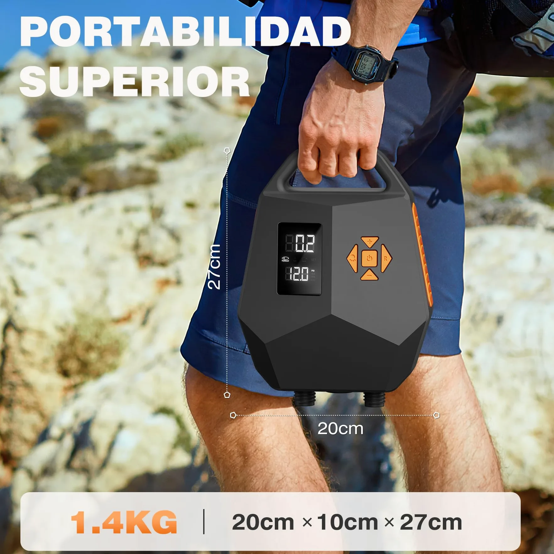 Bomba eléctrica SUP 20 PSI – Bomba de aire de doble motor con parada automática, adaptador de coche 12 V para tablas hinchables, kayaks, barcos – Inflado silencioso y rápido