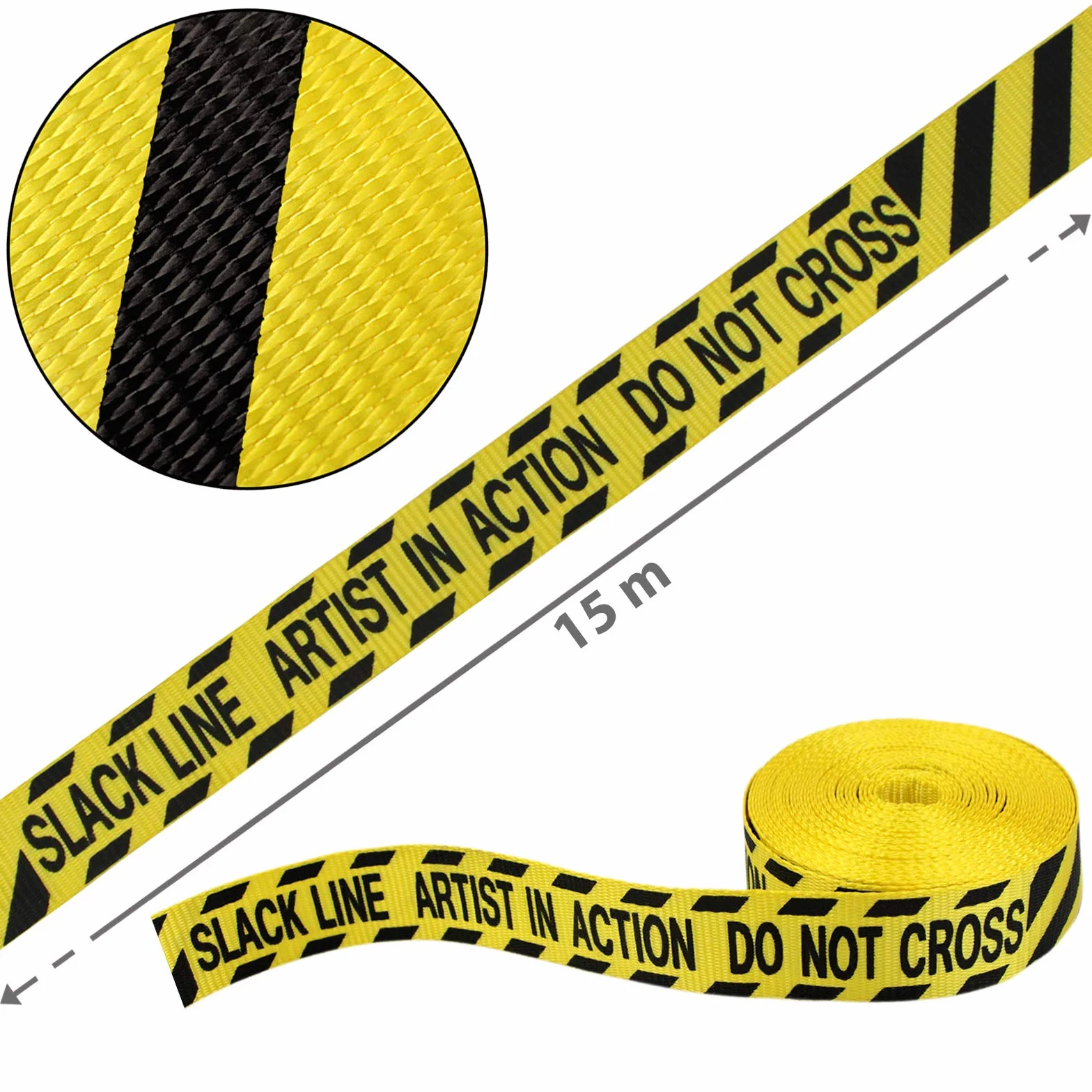 ALPIDEX Slackline 15 m 2t + 2 x Protector de árbol + Protector de trinquete