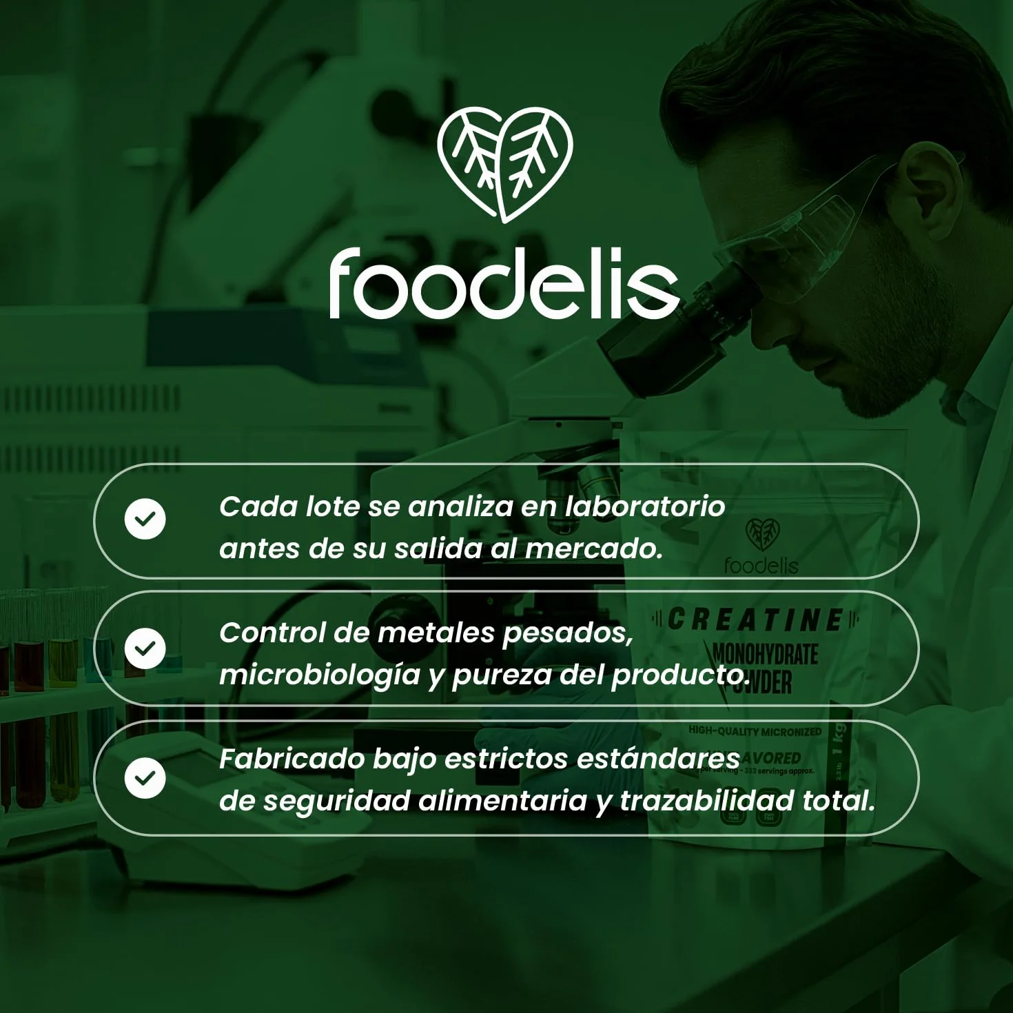 Foodelis Creatina Monohidratada en Polvo 1 kg 333 Dosis - Creatina Monohidrato Micronizada Sin Sabor