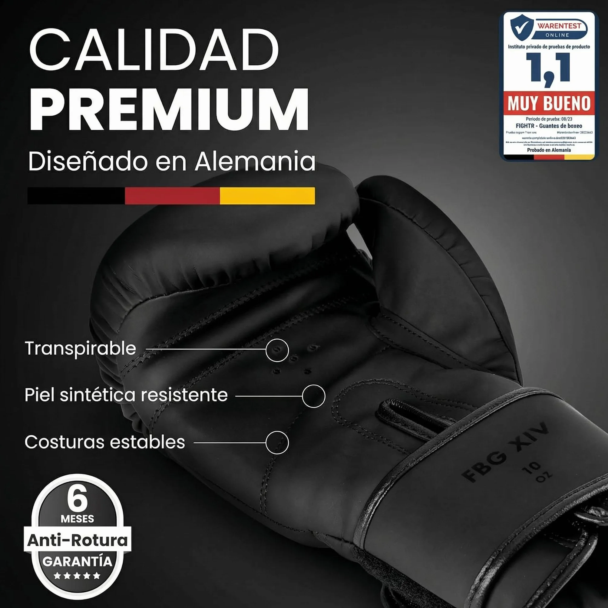 FIGHTR® Guantes de Boxeo 8-16 oz para Boxeo MMA Muay Thai Kickboxing con Bolsa de Transporte