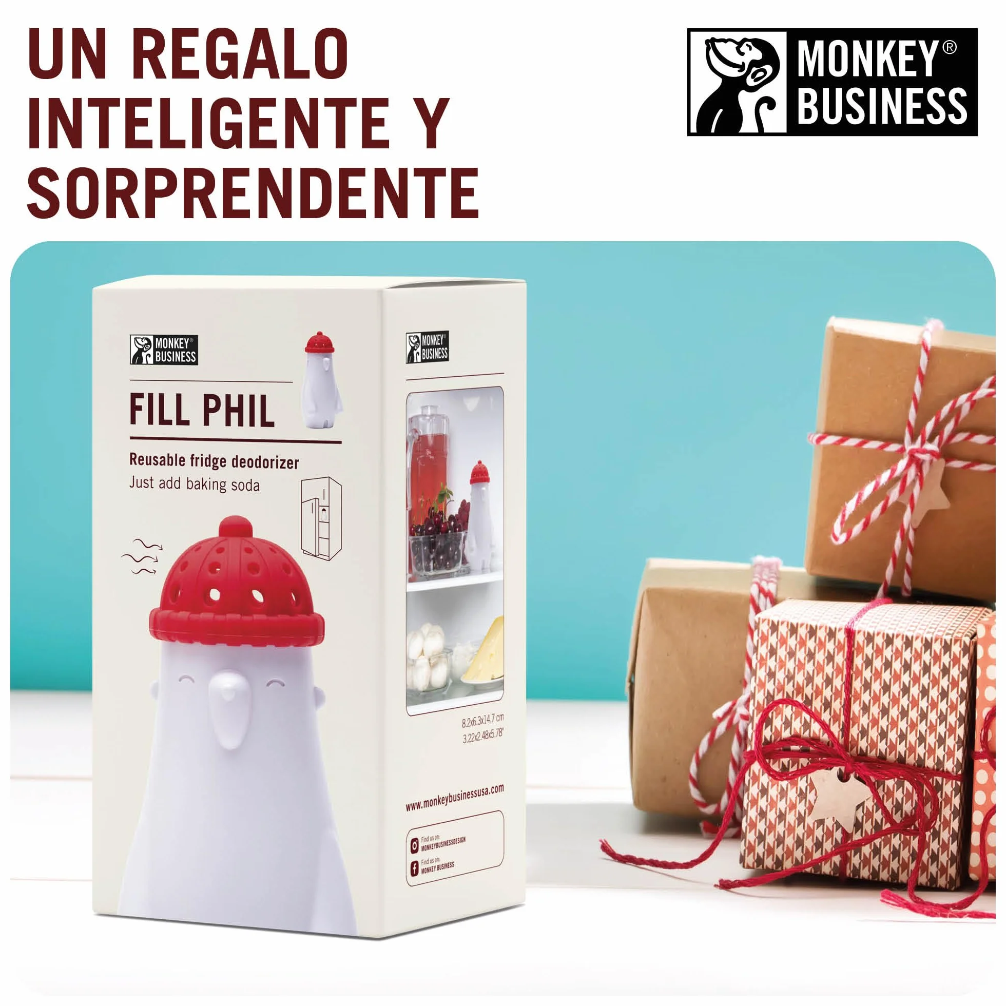 Monkey Business Fill Phil Desodorante para nevera con bicarbonato de sodio