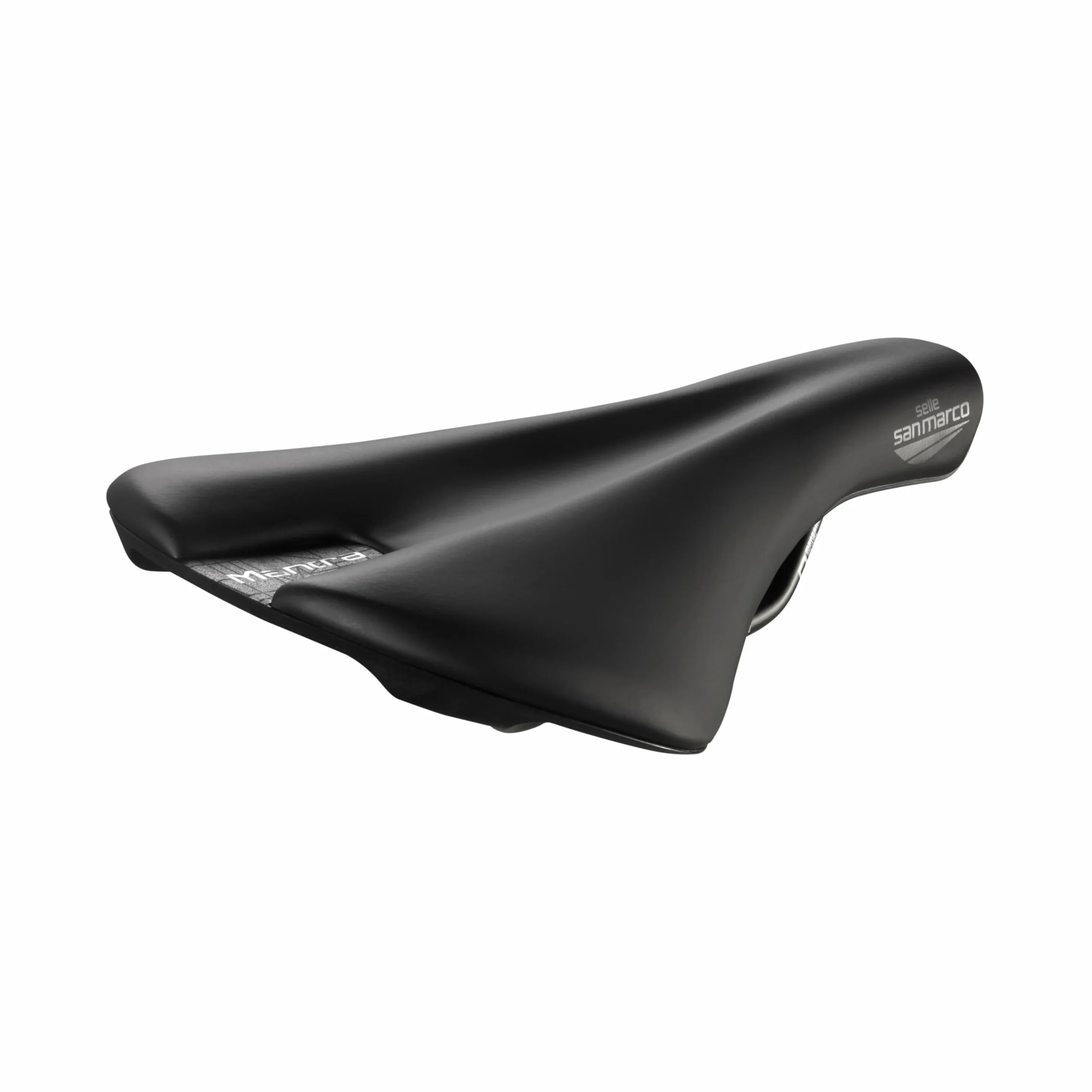 Selle San Marco Mantra Manganese - Sillín Bicicleta Off-Road, Trail, Cross Country, Agujero Anatómico, Funda Protectora, Rail Manganeso - Negro, L2