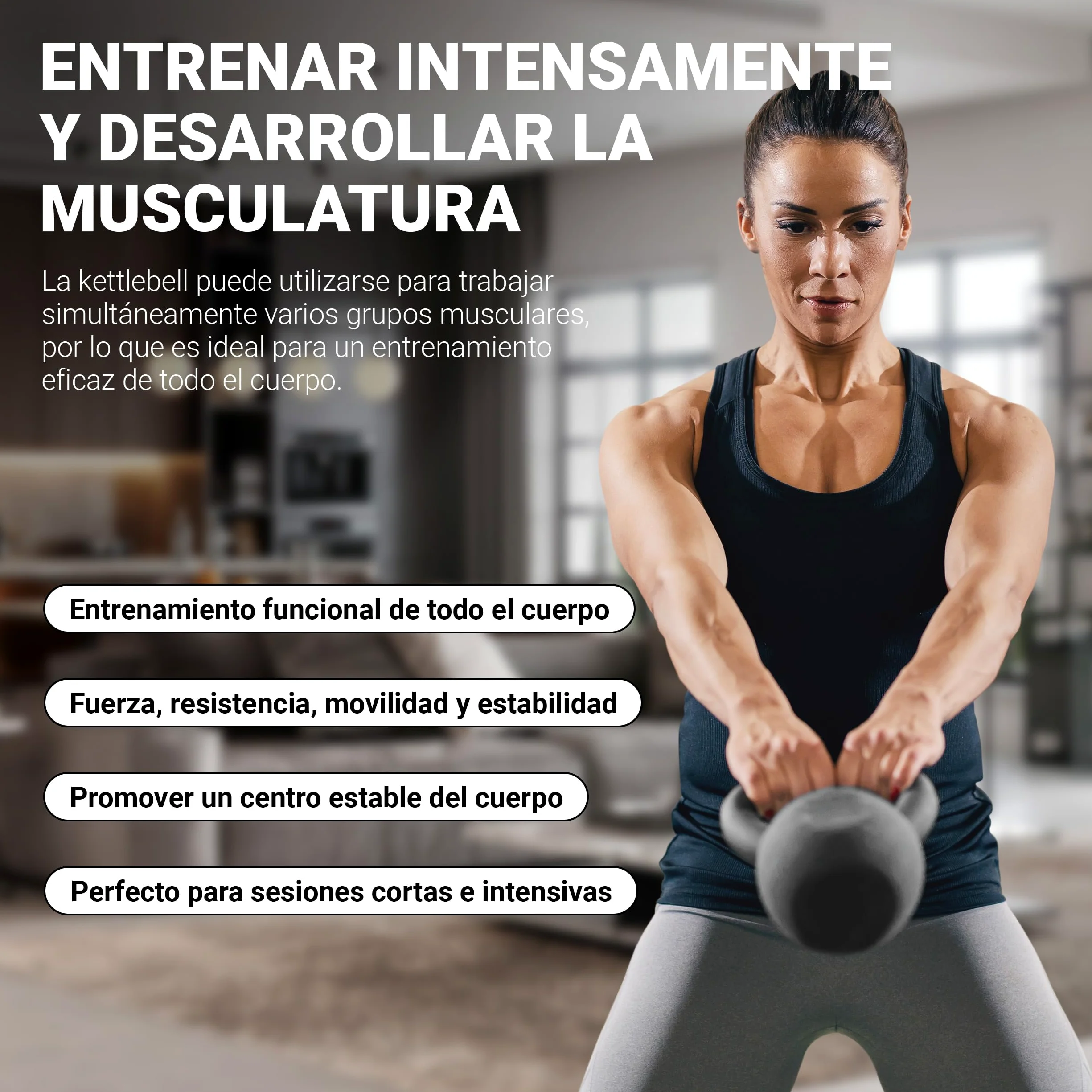Kettlebell Profesional Neopreno 2-30 kg con póster de ejercicios, Pesas