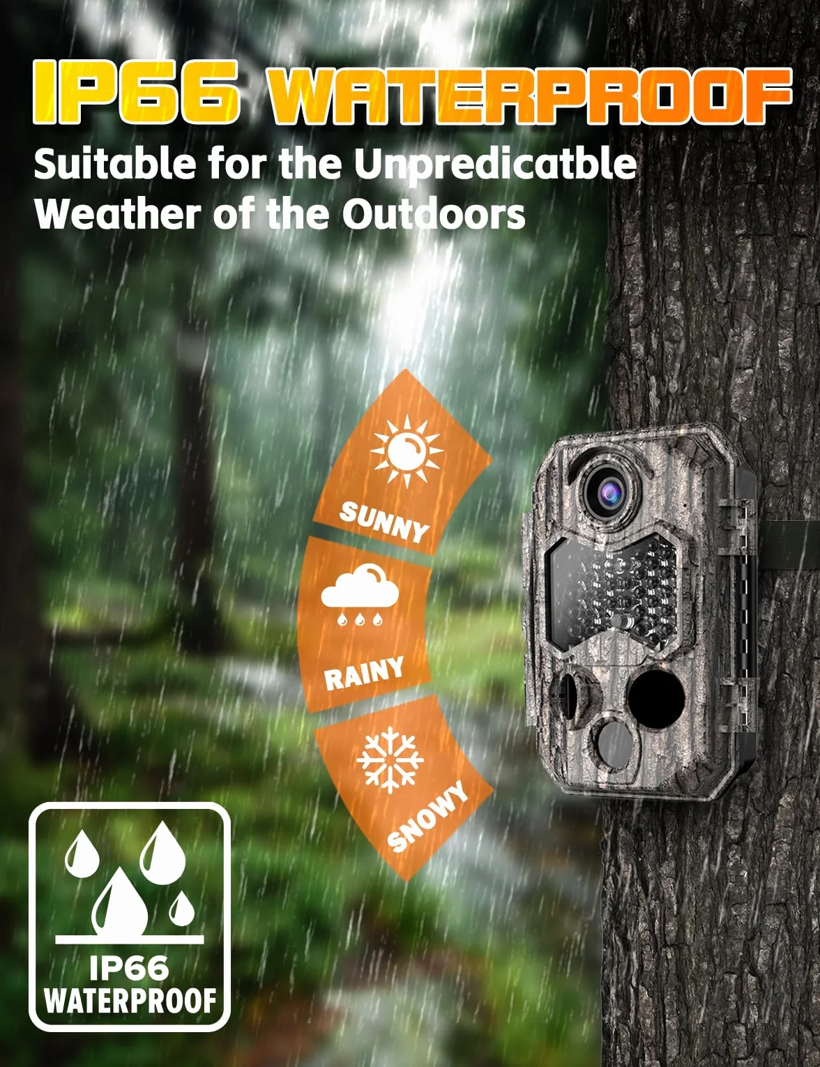 Cámara de Caza 84MP 4K WiFi IP66 Impermeable con 0.1s Velocidad de Disparo y 130° Gran Angular