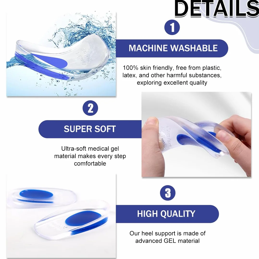Taloneras Silicona Gel, Soporte Ergonomico, Absorción de Impactos, Plantillas para Hombre y Mujer