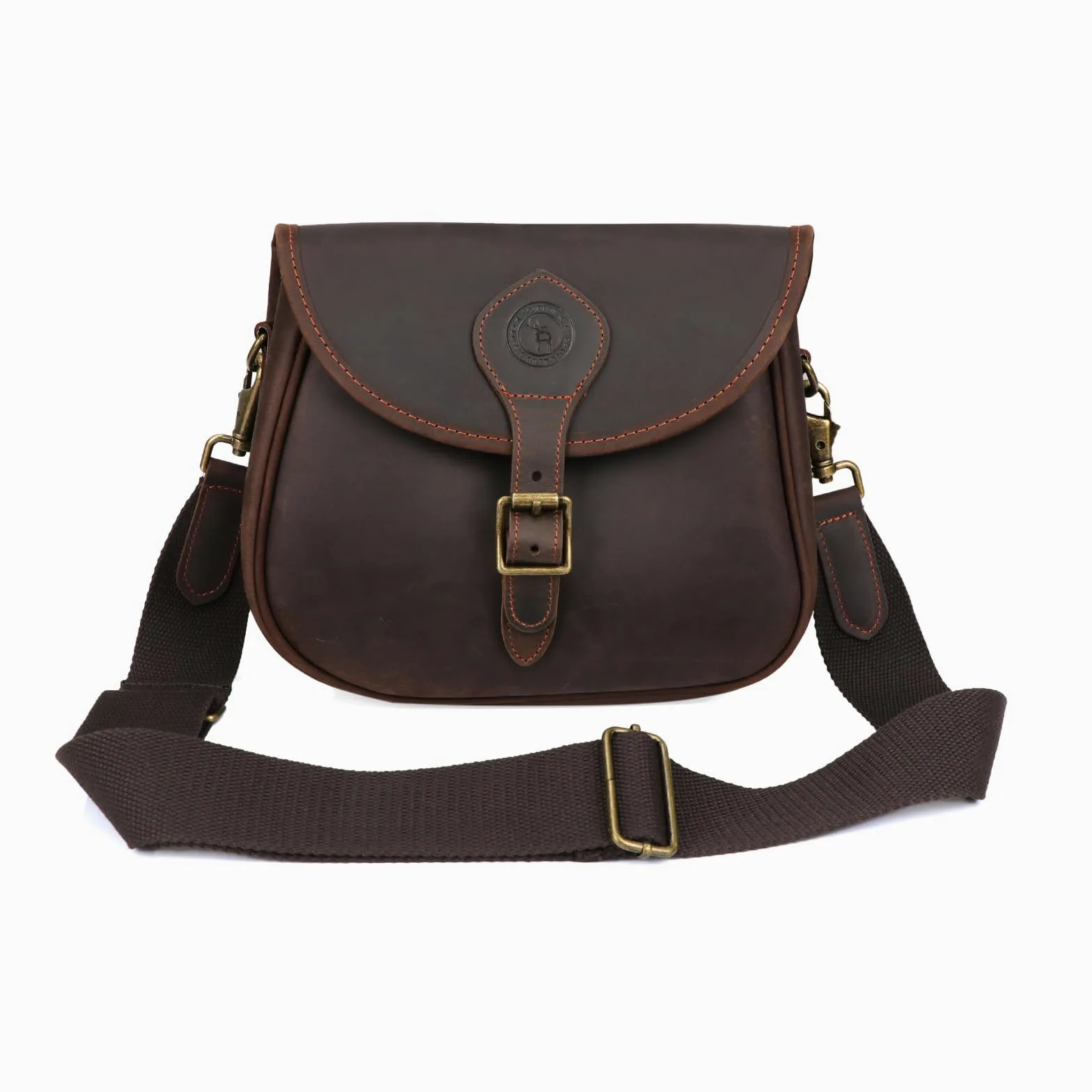 TOURBON - Bolsa de piel auténtica para cartuchos de escopeta de 100 carcasas, 12 GA 20 GA, bolsa de munición de arcilla para juego de disparos
