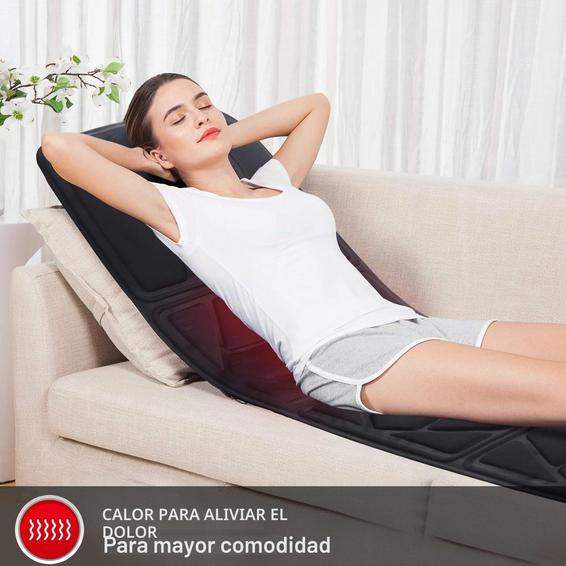 Snailax Colchón de Masaje Calefactado 10 motores Cojín vibrante con 2 almohadillas térmicas para todo el cuerpo