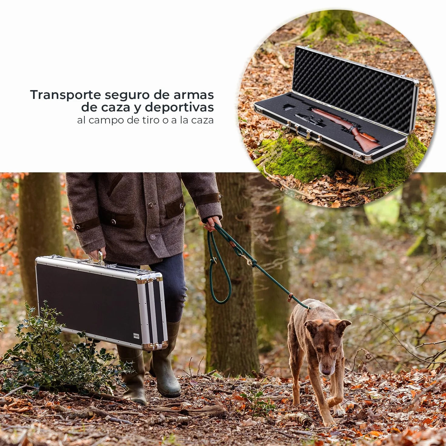 HMF 14405-02 Maleta de Aluminio para Armas y Rifles con Espuma | 117 x 36 x 12 cm | Negro
