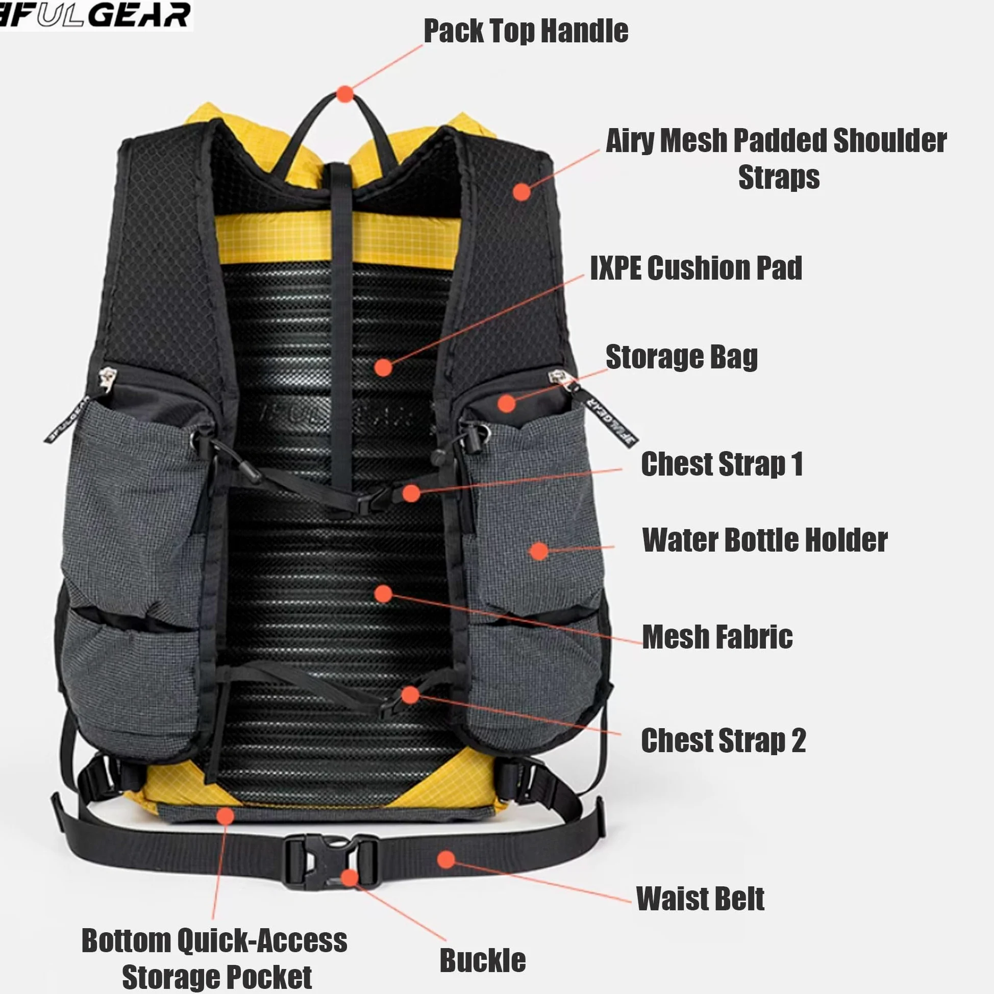 3F Koala - Mochilas de senderismo de 20 L + 5 L, mochila de escalada de montaña, mochilas ultraligeras