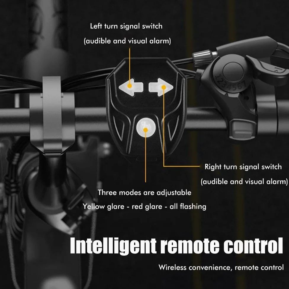 Juego de señales de para Bicicleta, Recargable por USB, Control Remoto inalámbrico, Luces traseras para Ciclismo Nocturno, luz de Advertencia de Seguridad