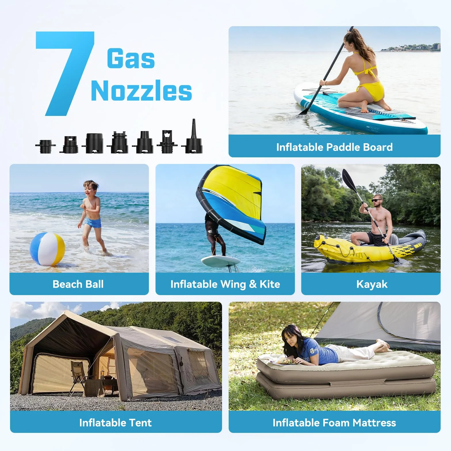 Hydrohero Bomba Paddle Board Recargable, Bomba Sup Eléctrica Portátil 20PSI MAX, Inflado/Desinflado Doble Etapa, Pantalla LED, Auto-Off, para Paddleboards, Kayaks, Botes Inflables y Tiendas