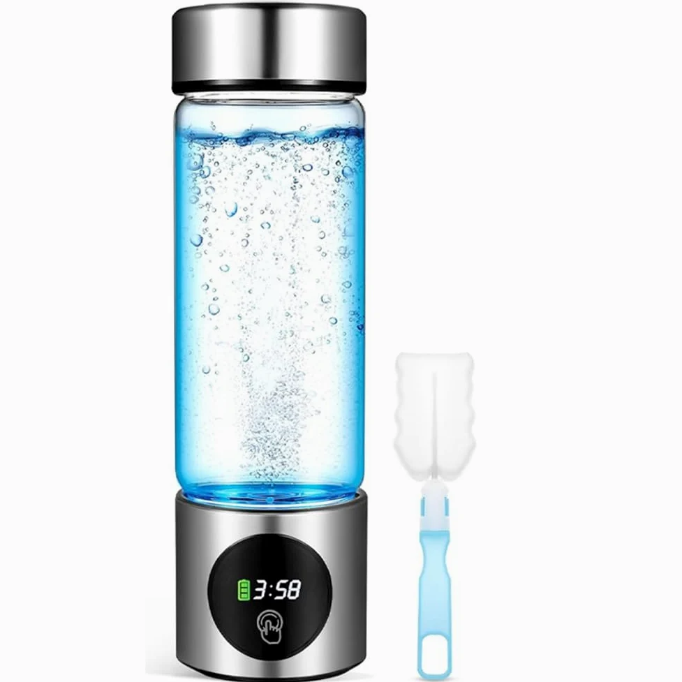 Botella de generador de agua hidrogenada portátil SPE+PEM de doble cámara, ionizador + pantalla PPB y tiempo