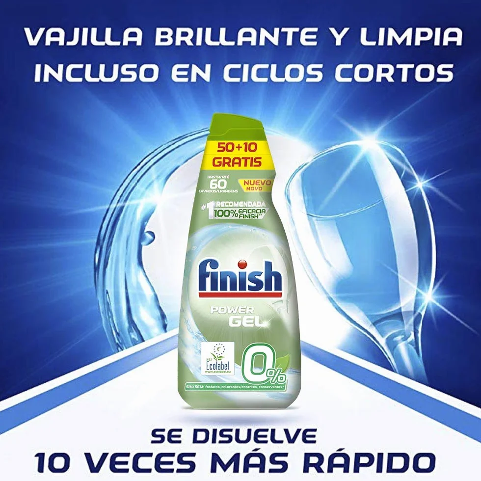Finish Gel Detergente para Lavavajillas Ecológico 60 Dosis