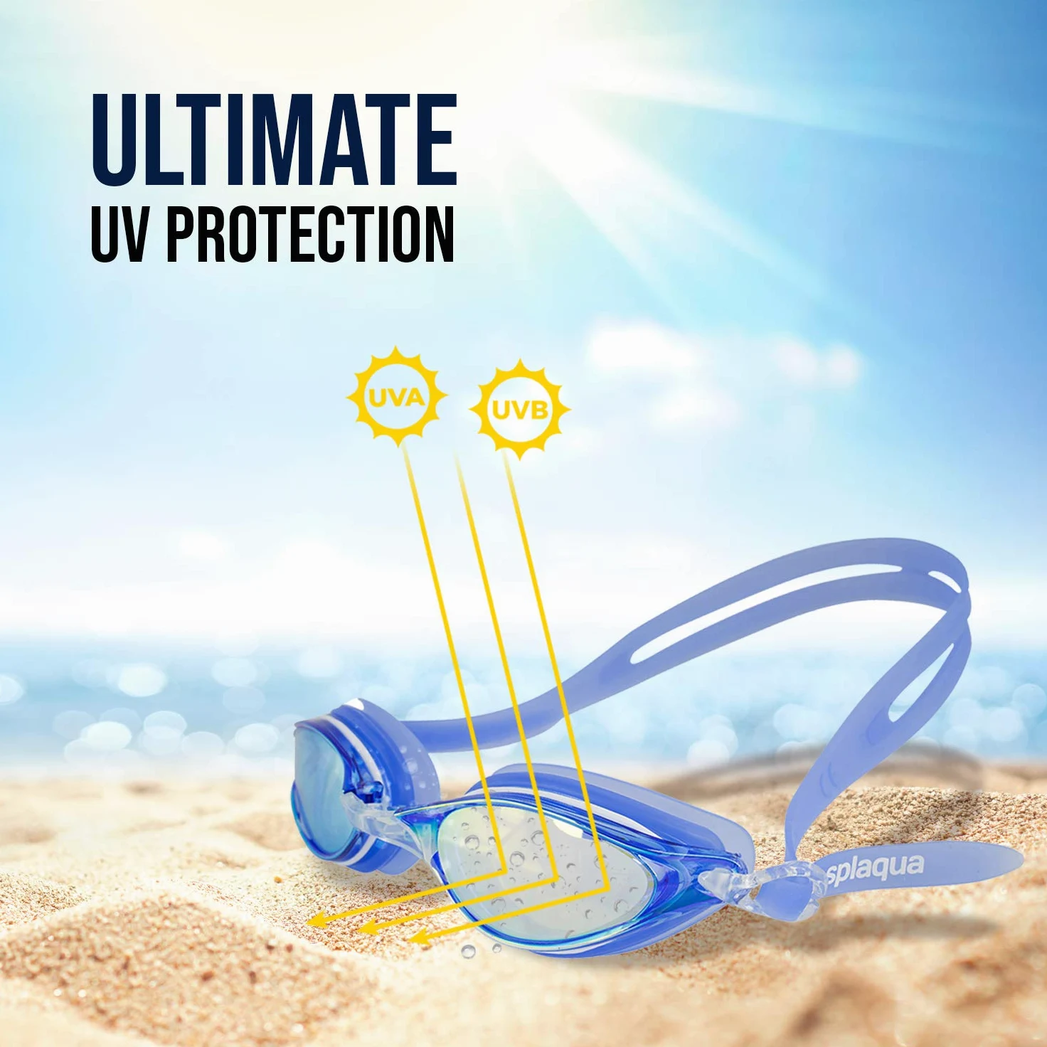 Gafas de natación Anti fugas), lentes de espejo con protección UV – Tapones para los oídos & incluye funda – Talla única – por splaqua