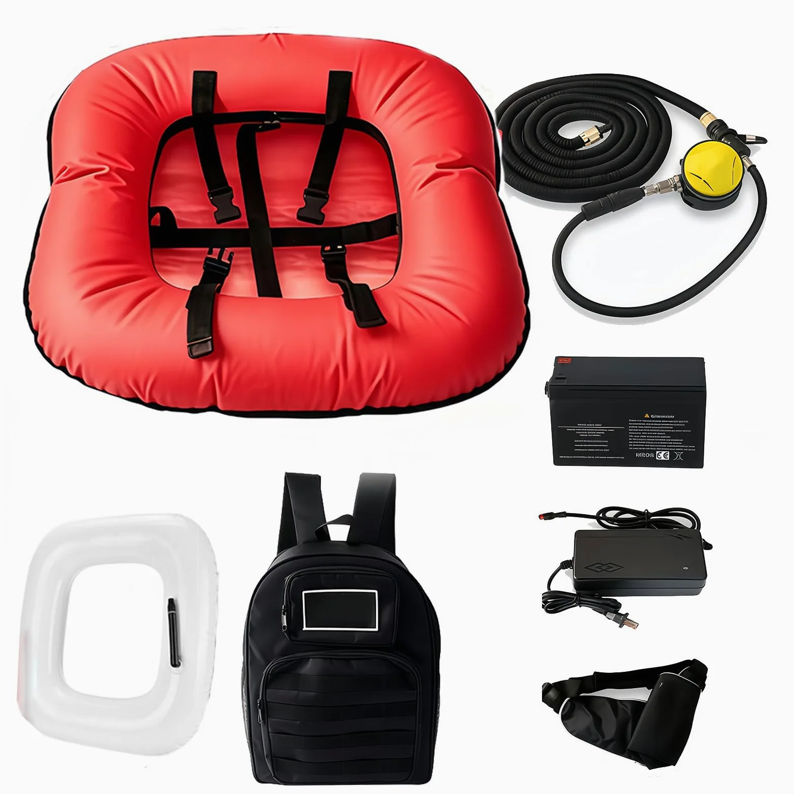 Sistemas de ventilación para Buceo Red | Equipo de buceo, bomba de aire flotante con tubo telescópico y regulador de respiración para snorkel subacuático.