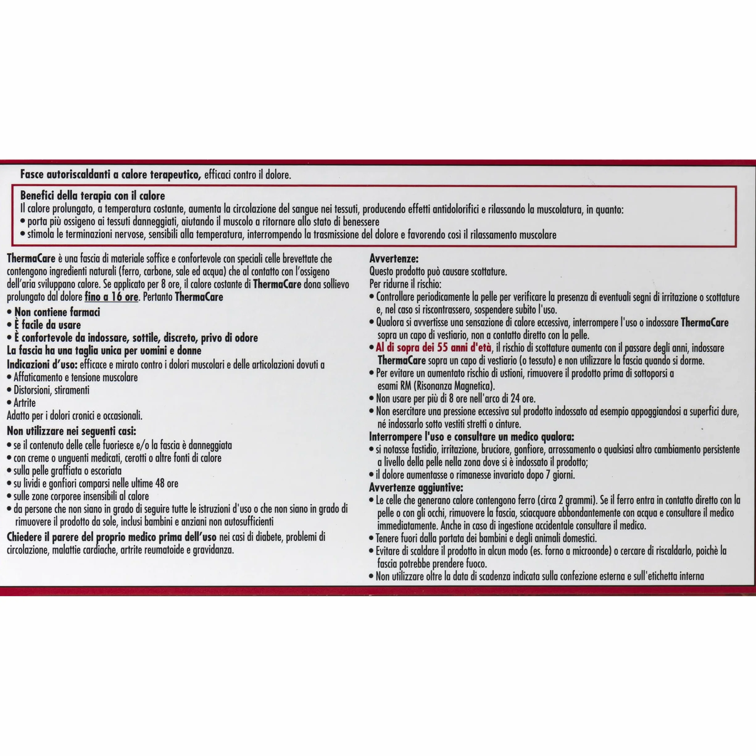 ThermaCare Espalda 4 bandas autocalentantes desechables calor terapéutico 8 horas