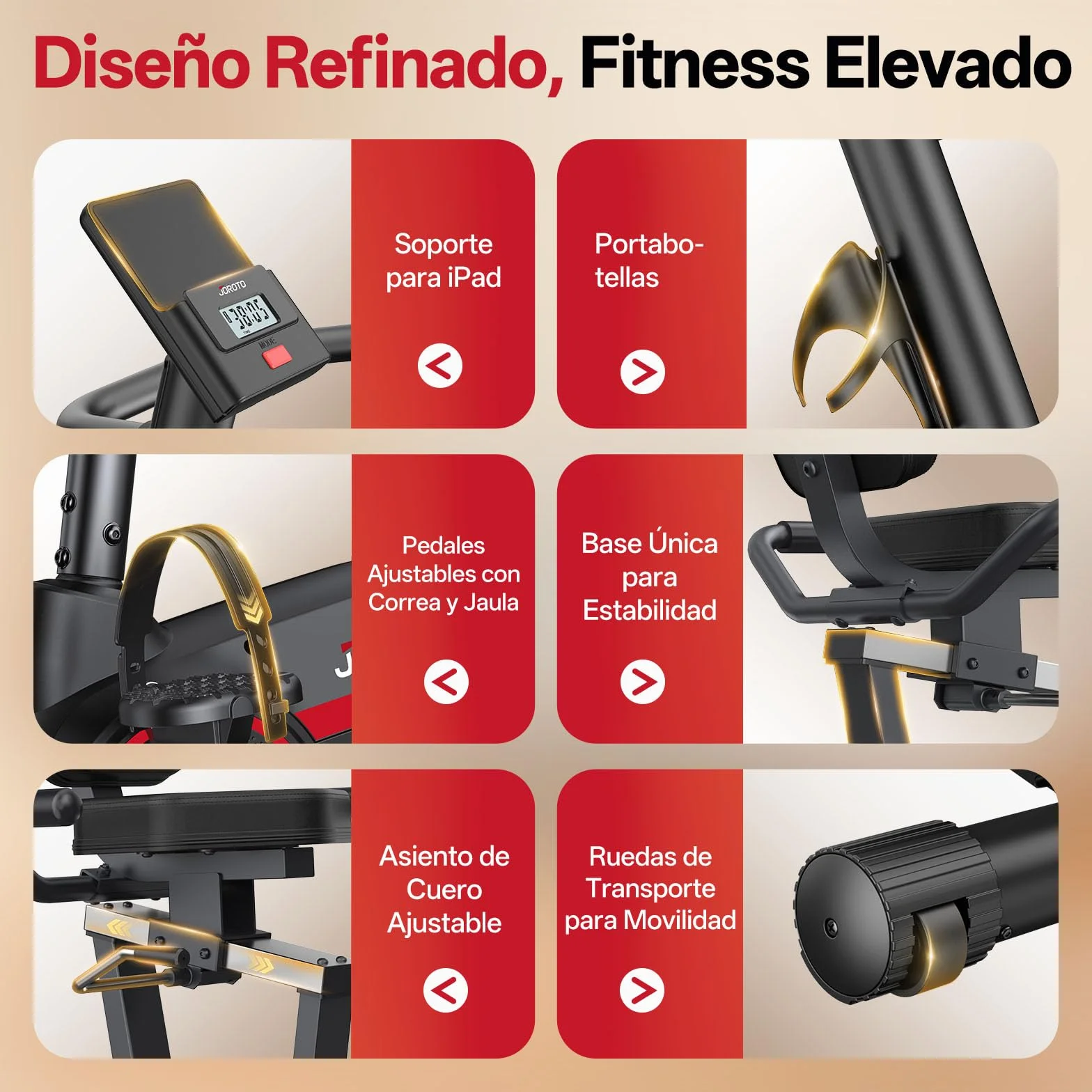 JOROTO JH30/JH30PRO Bicicleta Estatica para Casa, Bicicleta Reclinada Magnética Bluetooth, Bici Estática Respaldo con Capacidad de Peso 136KG, Pantalla LCD, Asiento Ajustable para Entrenamiento Cardio
