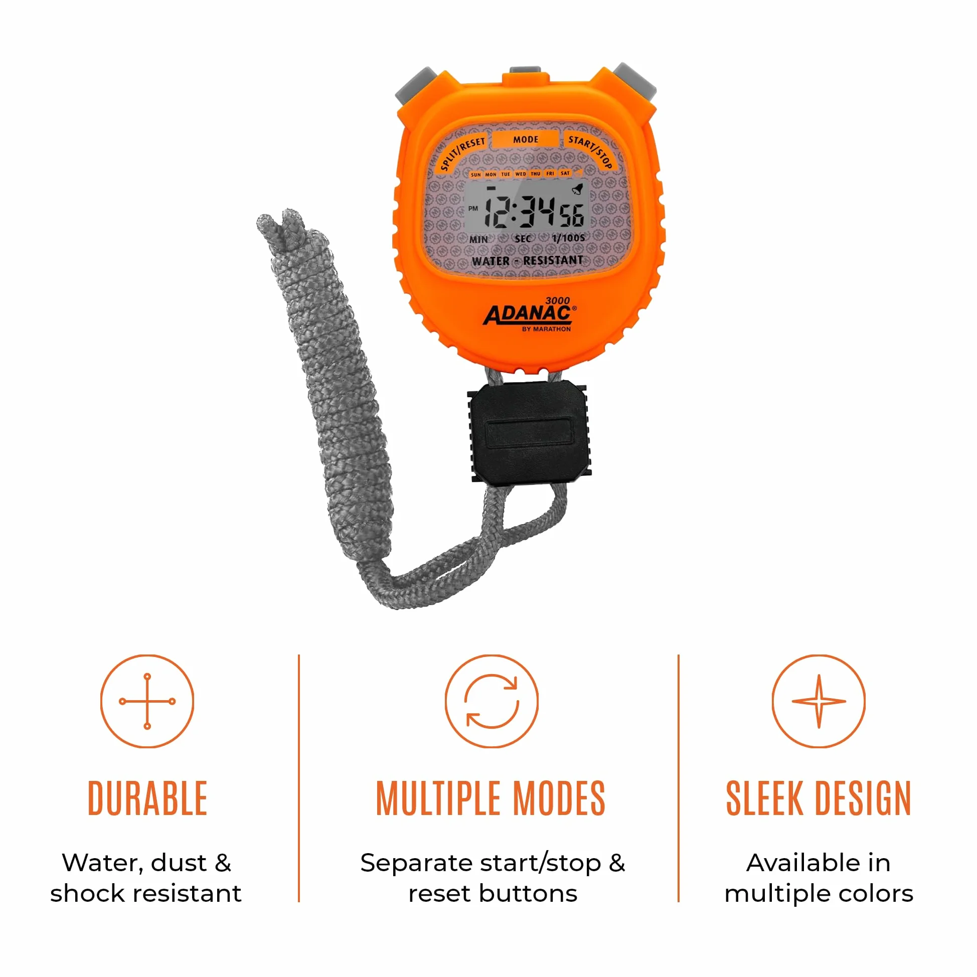 Marathon Adanac 3000 Digital cronómetro temporizador con pantalla extra grande y botones, resistente al agua
