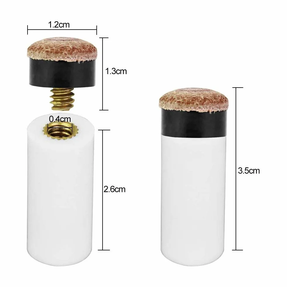 Amacoam Puntas de Tacos de Billar 20 Piezas Duro de 12mm Punta de Repuesto para Taco de Billar Puntas de Billar con Rosca Metálica y Tip para Palos de Billar, Marrón Accesorios de Billar