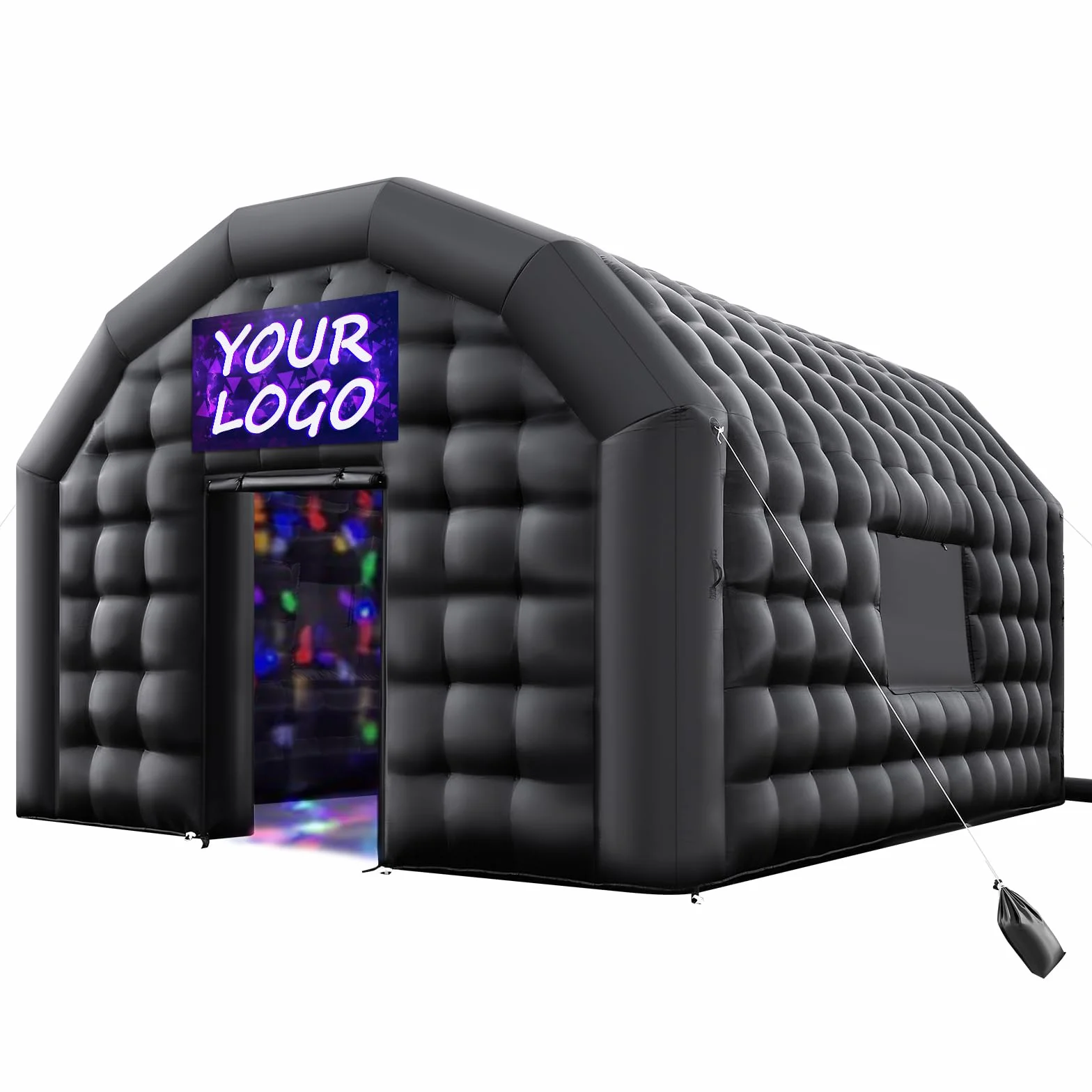 VEVOR Tienda Inflable para Fiestas, Carpa Inflable de 5 x 4 x 3,8 m con Soplador de 680 W, Saco de Arena y 2 Ventanas, Tienda de Campaña Tipo Cubo para Eventos, Cumpleaños, Bodas y Fiestas, Negro