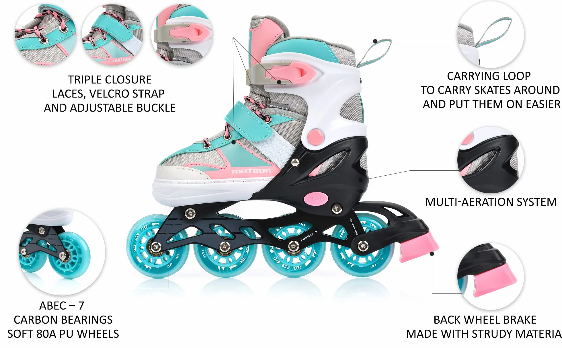 Patines Línea Ajustables para Niños ABEC7 Forro Interior Tamaño Ajustable