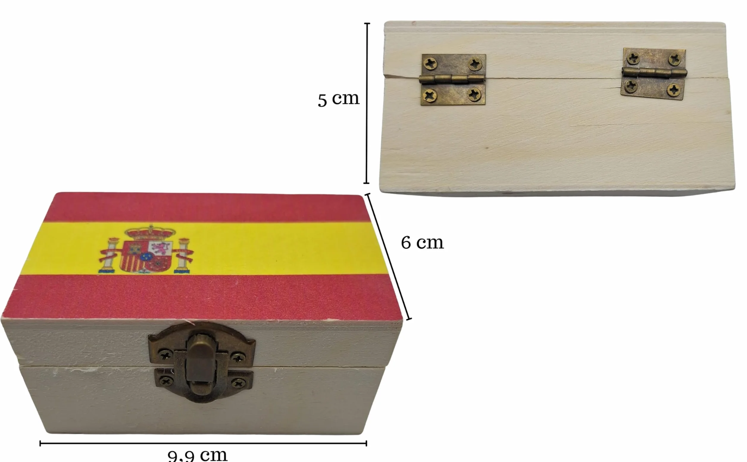 Mechero Recargable Dorado Escudo España Escena Taurina Cajita Madera Bandera España