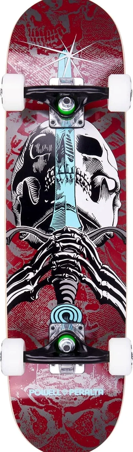 Powell Peralta Skull & Sword - Monopatín completo - Borgoña 19.1 cm x 72.8 cm