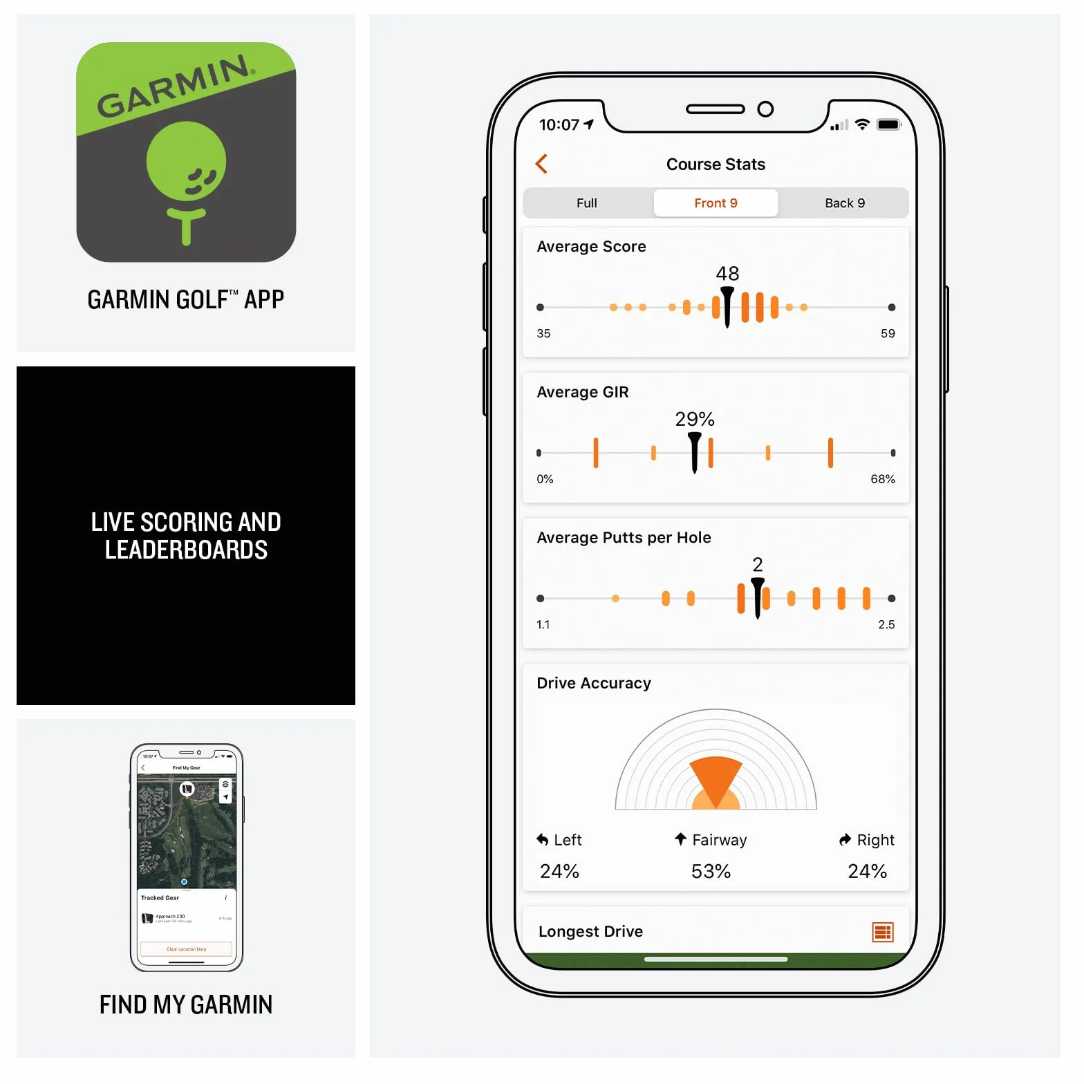 Garmin Approach S50 Reloj Inteligente GPS Golf Pantalla AMOLED Bisel Aluminio Correa Nailon