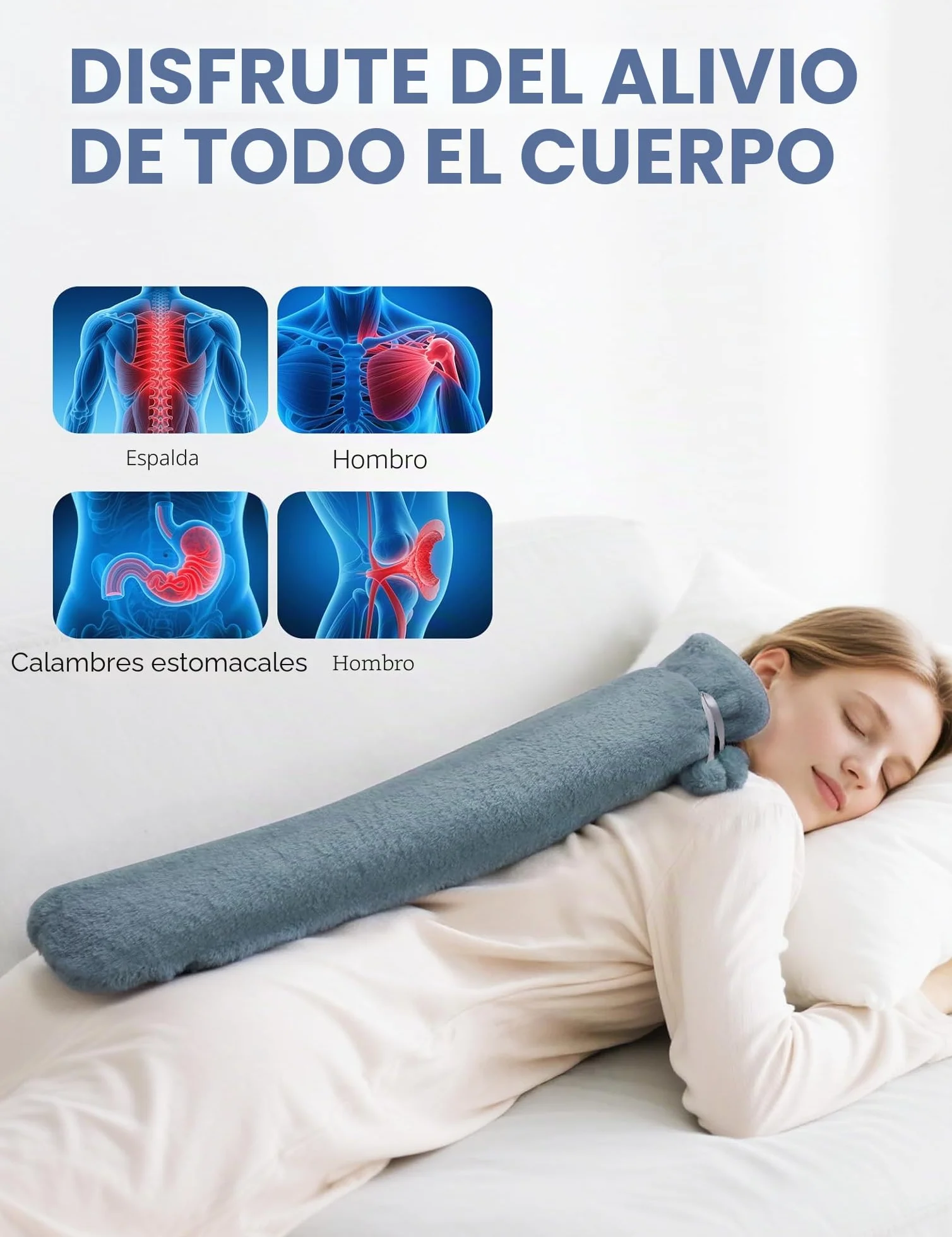 Homealexa 2L Botella de Agua Caliente Grande Larga con Funda 73 x 14cm