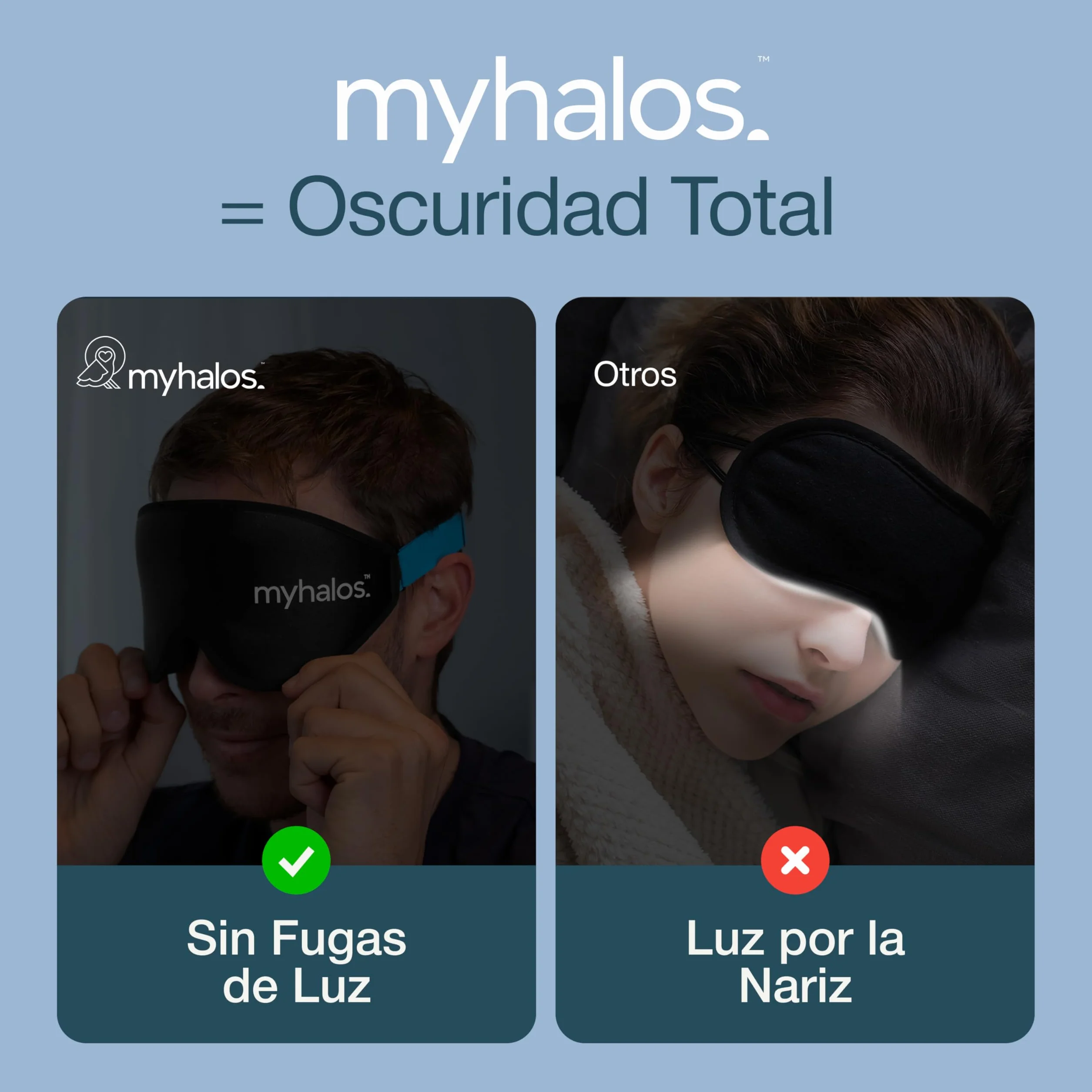 MyHalos Mask Antifaz para Dormir Mujer y Hombre 2022 Sin Presión con Bolsa de Almacenamiento