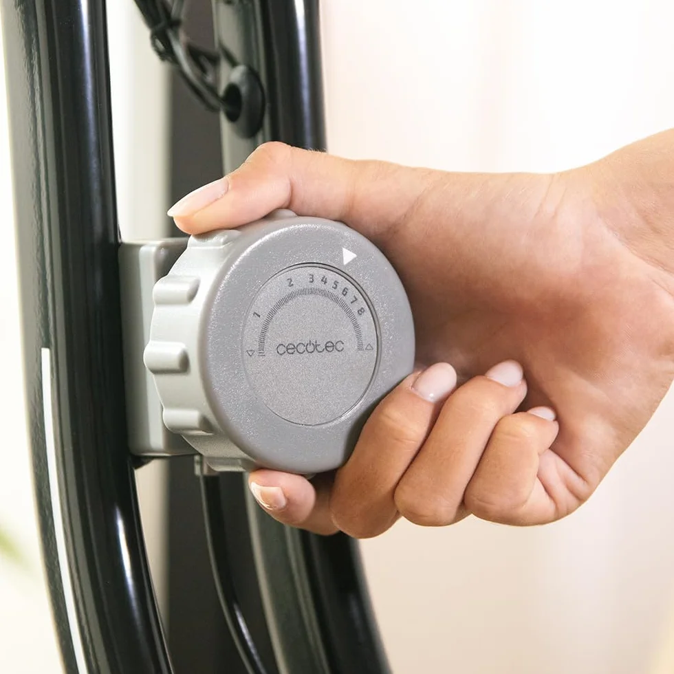 Cecotec Bicicleta Estática Plegable DrumFit X-Bike Neo Ultra. Sillín Confort con Respaldo, Volante de Inercia 1,5kg, 8 Niveles, Plegado Fácil y Compacto, Pantalla LCD, Soporte Dispositivos, Pulsómetro