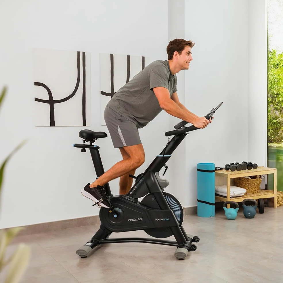 Cecotec Bicicleta Estática Indoor con Resistencia Magnética y Volante de Inercia 24Kg DrumFit Indoor 24000 Magnetic Connected. APP, 8 Niveles de Resistencia, Pantalla, Sillín y Manillar Ajustables