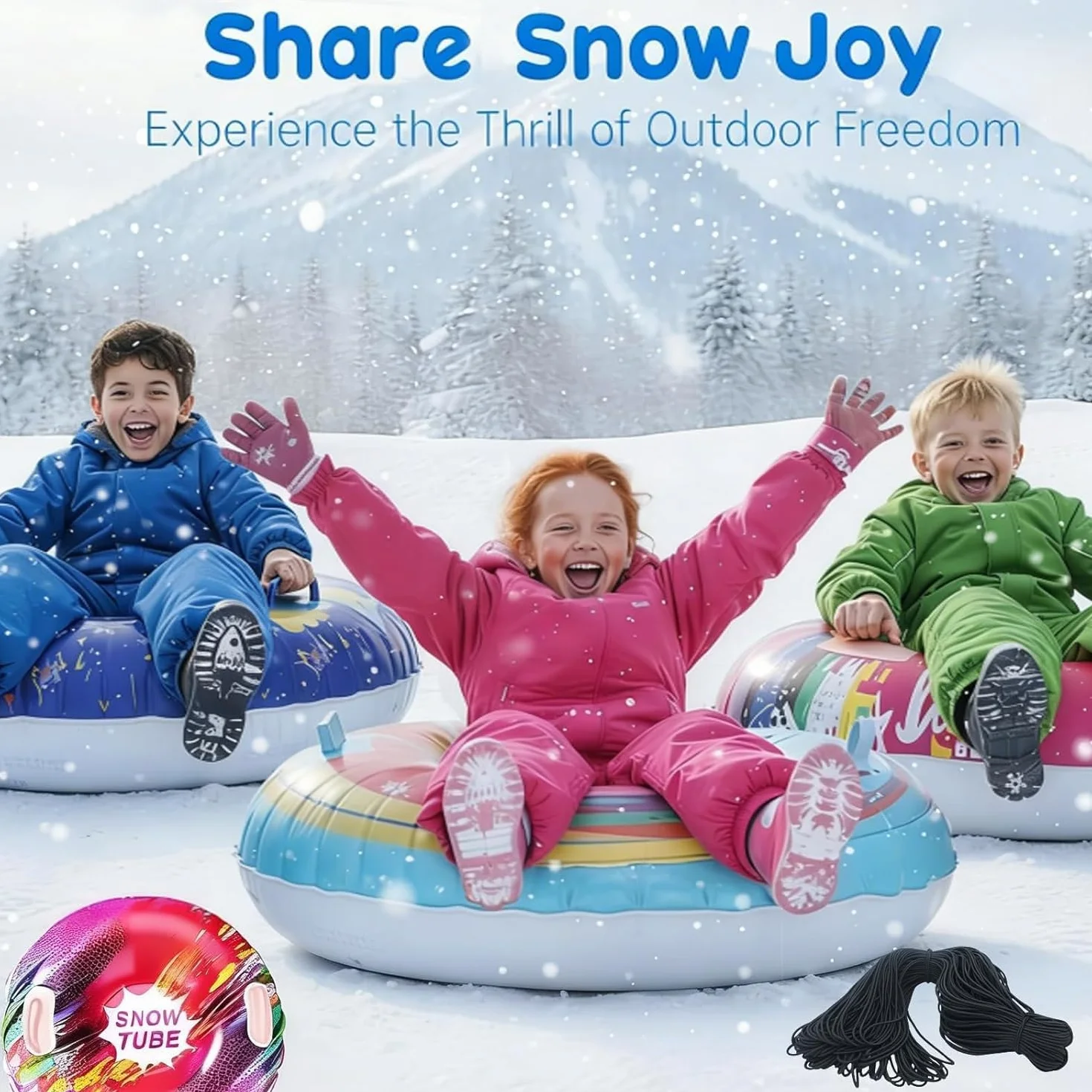 Tubo de Nieve Inflable Resistente 90 cm PVC Reforzado Prueba de Heladas Asas Integradas Trineo Invierno Aire Libre