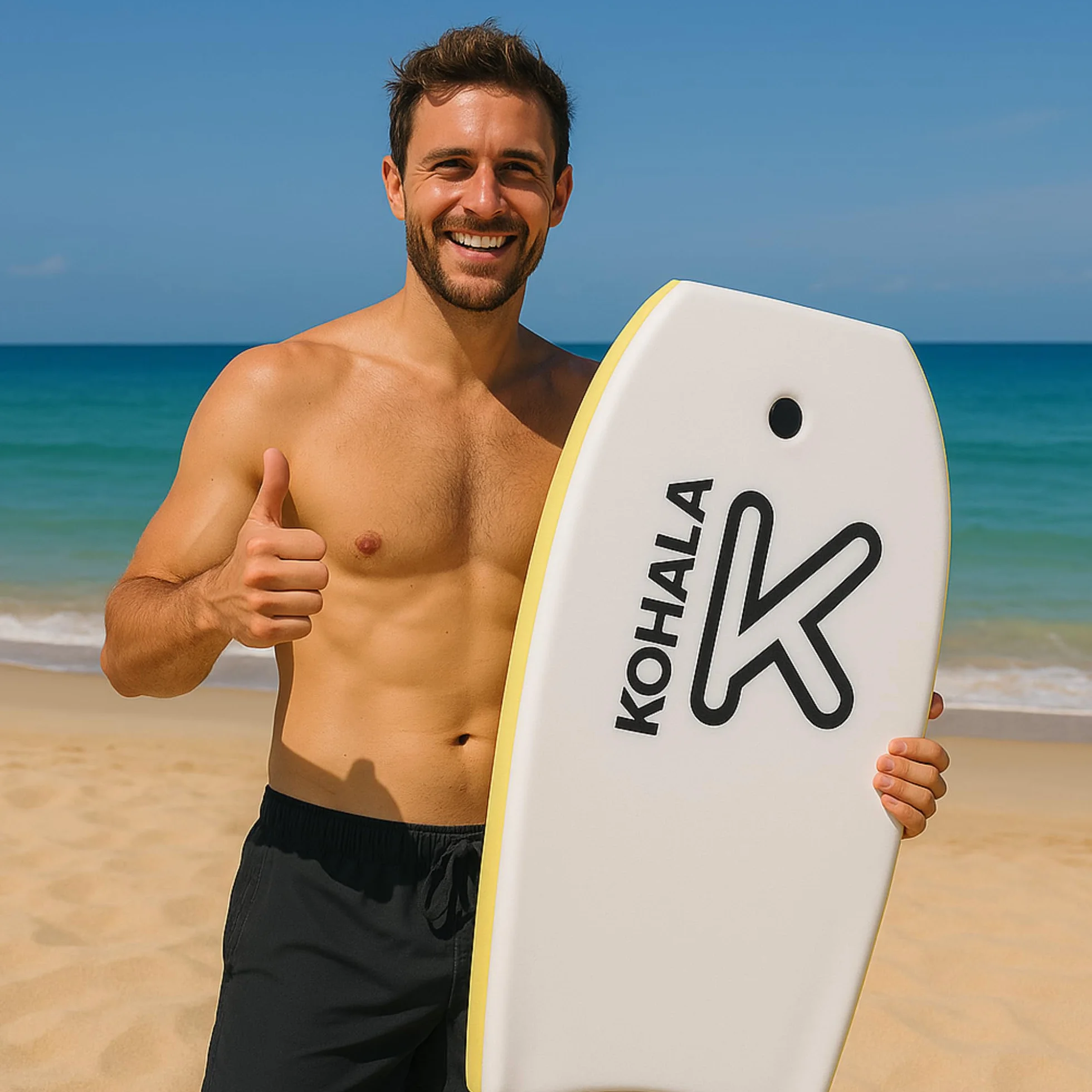 Kohala Bodyboard Tabla 40/42 Pulgadas Amarillo para Niños Adolescentes Adultos