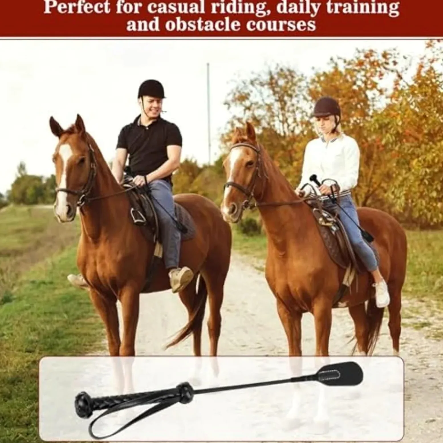 Fusta Caballo Fusta de equitación 18 Pulgadas for Caballo, Cuero PU for Deportes ecuestres, Negro