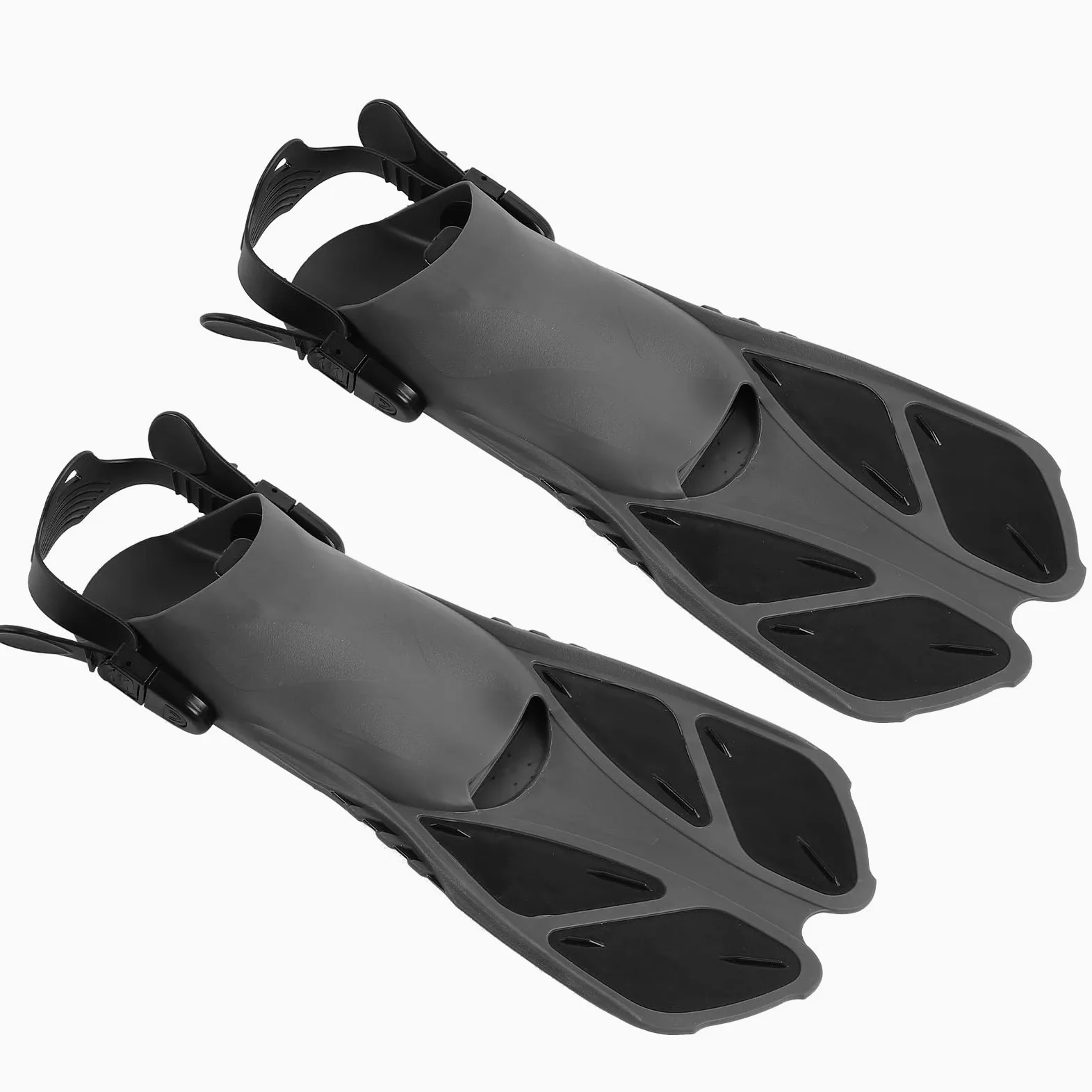 2 Aletas de Snorkel Ajustables, Aletas de Buceo largas para Nadar, Aletas de natación de talón Abierto de TPR Suave con Drenaje de Doble Canal, Velocidad y Estabilidad mejoradas