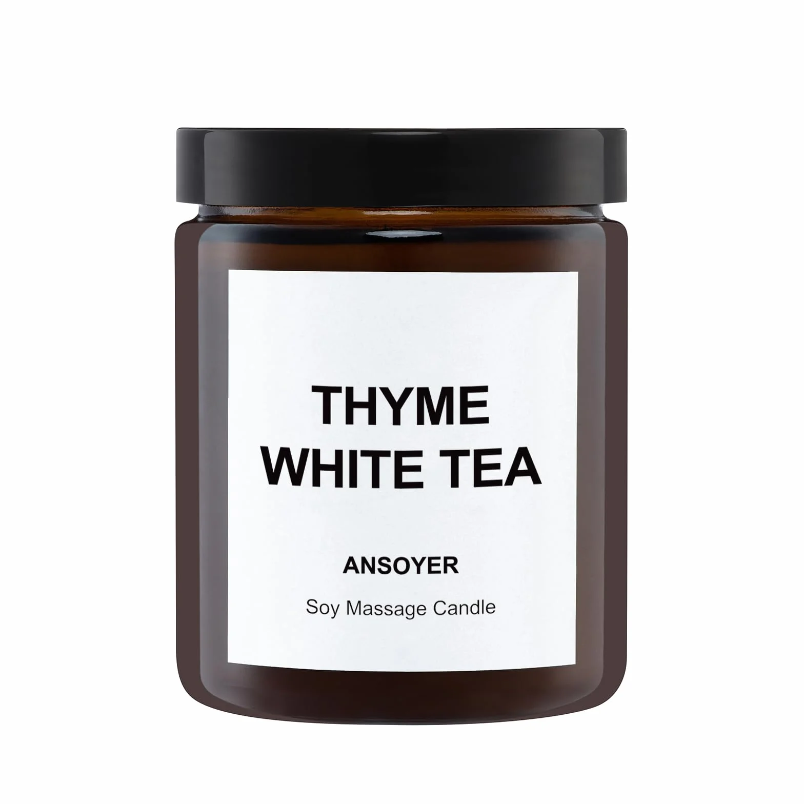 ANSOYER Vela de Masaje 200g Hidratante Nutritiva Spa en Casa Aromaterapia Relajación Tomillo Té Blanco