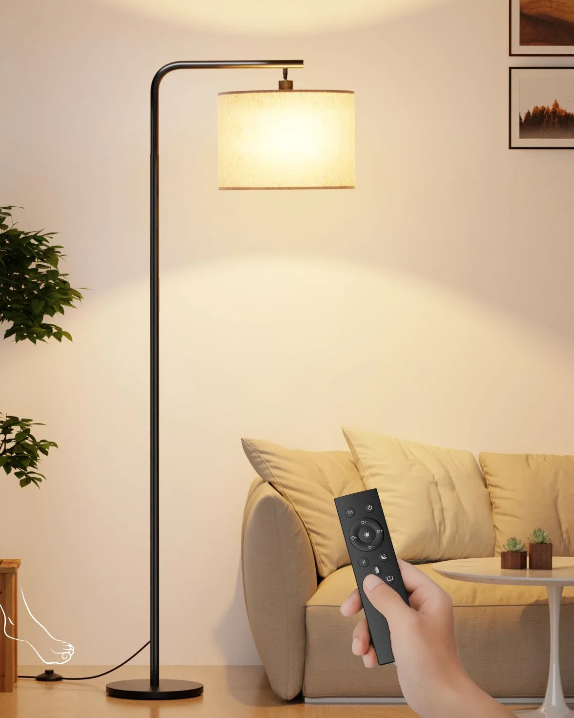 Lampara de Pie LED 8W Regulable 11 Temperaturas Control Remoto Salon Estudio Dormitorio