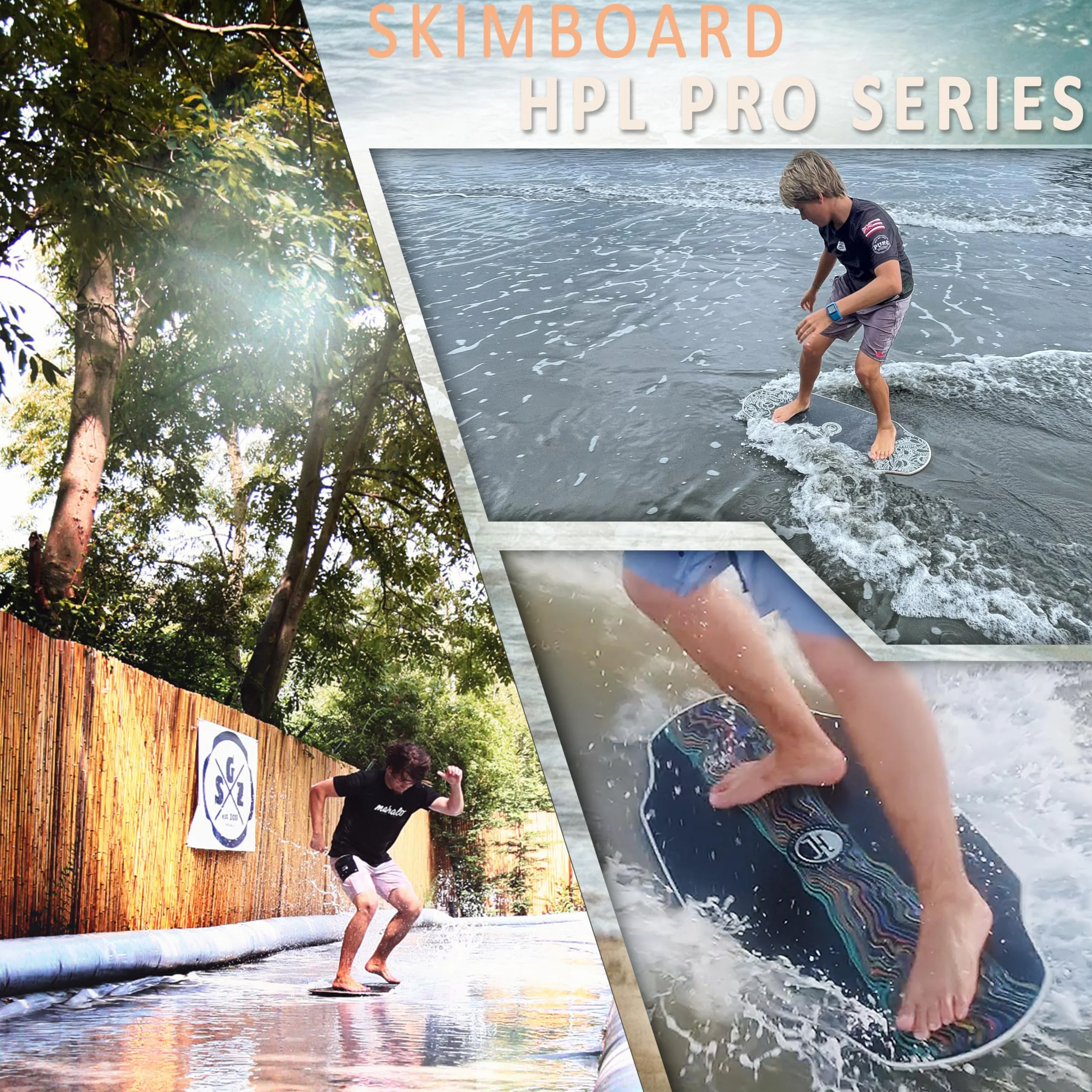 JUCKER HAWAII Skimboard HPL Lahaina Pro Tabla de esquí profesional con revestimiento HPL de doble cara y capa antideslizante EVA