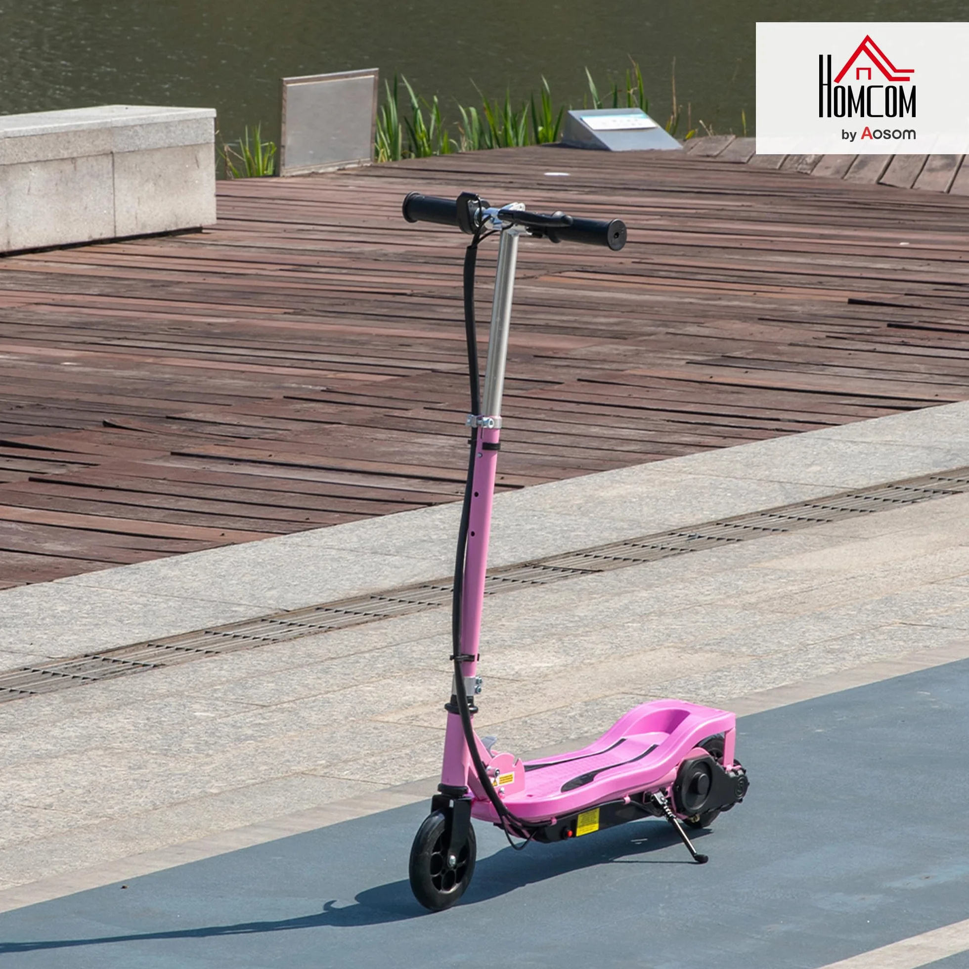 HOMCOM Patinete Eléctrico Plegable para Niños de 7-14 Años, Patinete Eléctrico con Velocidad MAX. 12 km/h, Alcance de 8 km, Altura Ajustable, Freno de Mano