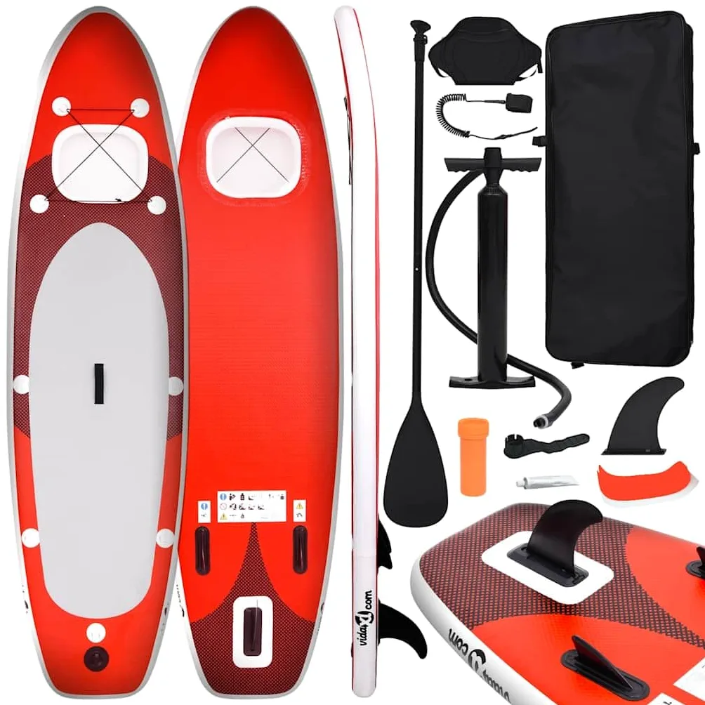 Genérico Set de Tabla de Paddle Surf Hinchable Rojo 300x76x10 cm,Deportes,Actividades al Aire Libre,Deportes acuáticos y navegación Deportiva,Surf,Paddleboards,93382